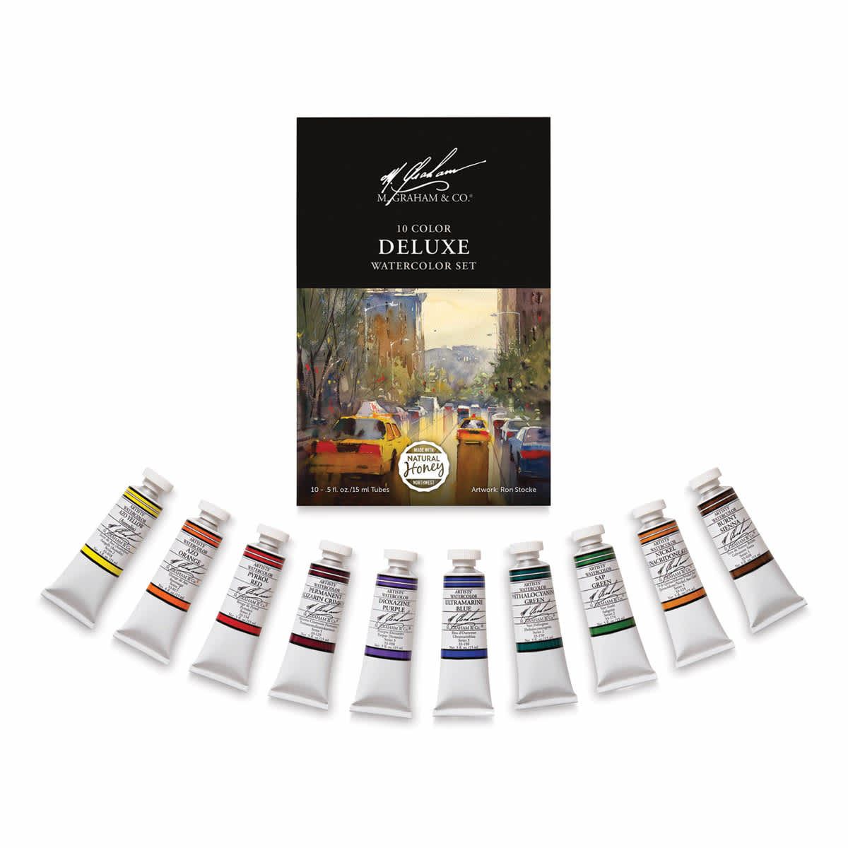 M. Graham Artists' Watercolor - Intermediate Set of 10, 15 ml tubes (Tubes with packaging)