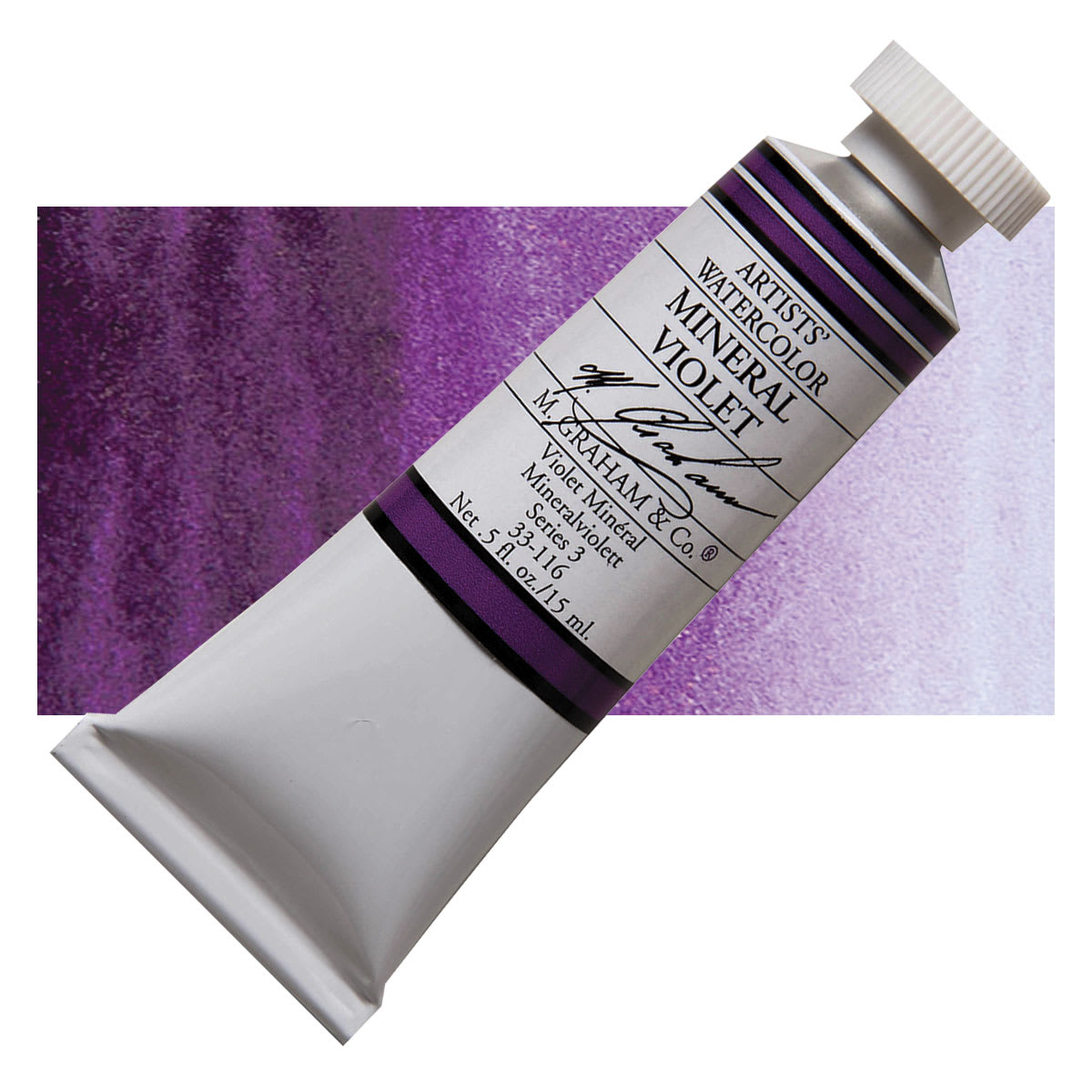 M. Graham Artists' Watercolor - Mineral Violet, 15 ml Tube and swatch