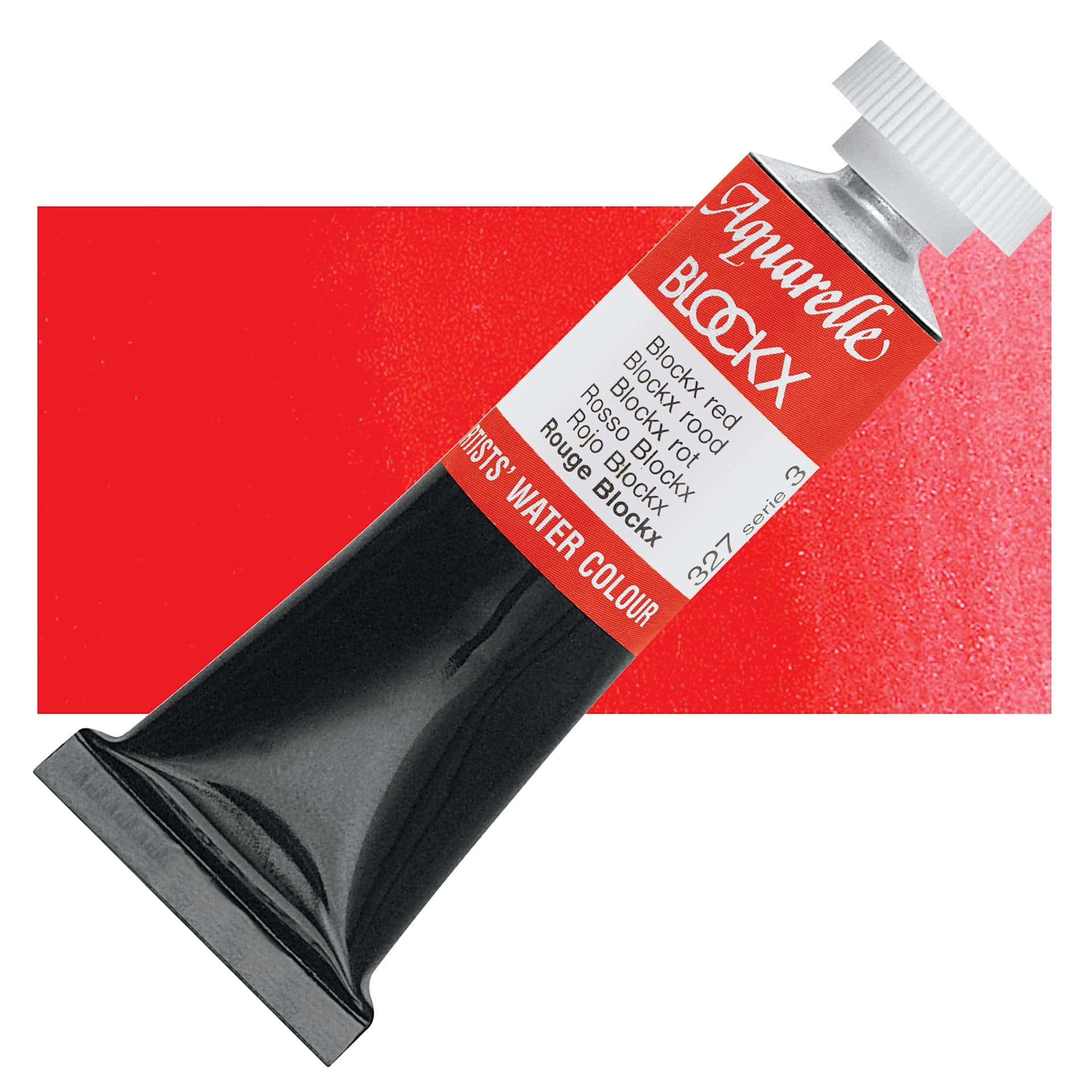 Blockx Artists' Watercolor - Blockx Red, 15 ml Tube and swatch