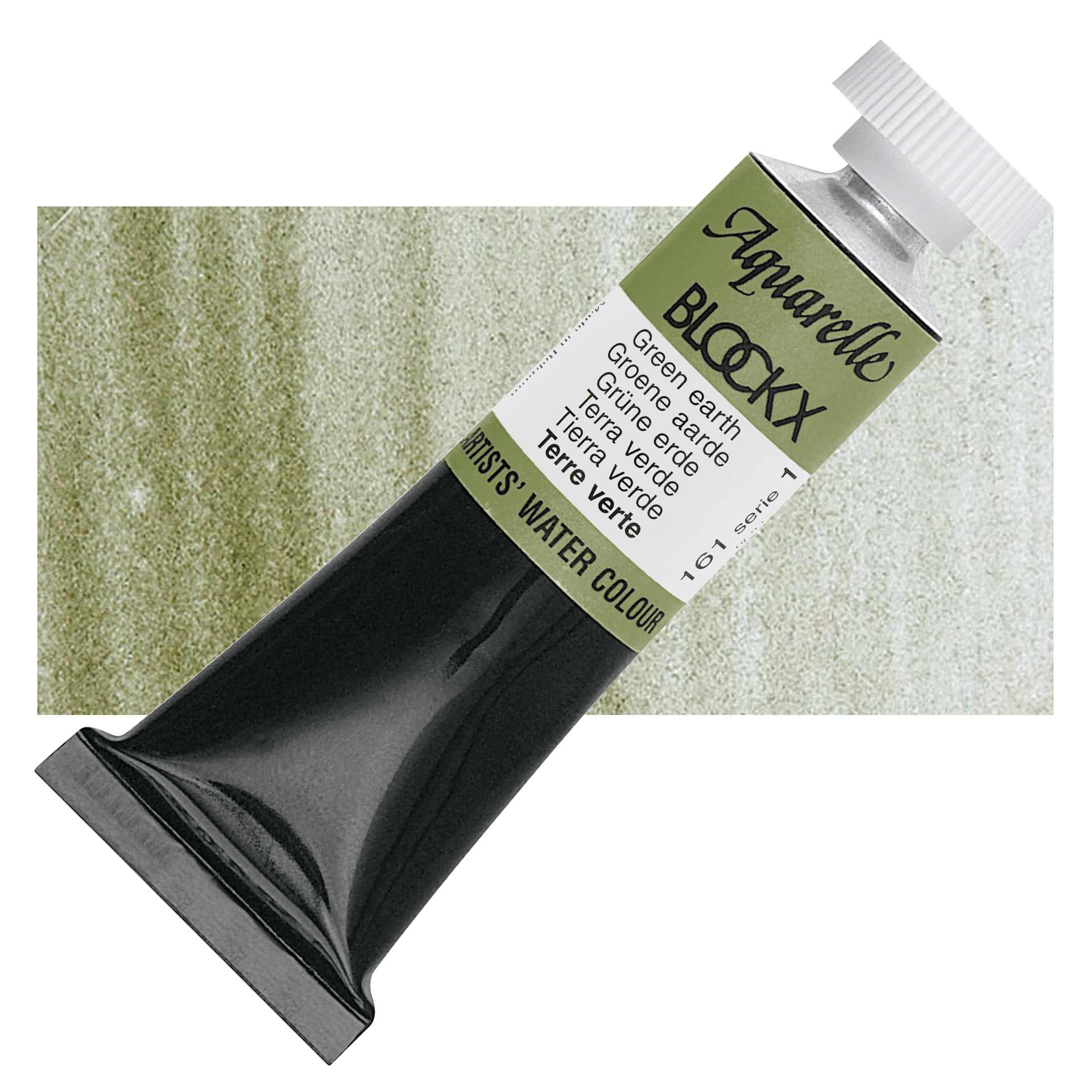 Blockx Artists' Watercolor - Green Earth, 15 ml tube and swatch