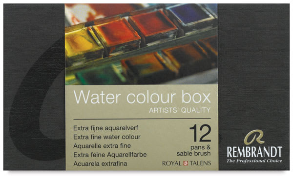 Rembrandt Watercolor 12 pc Half Pan Set - front of package Rembrandt Watercolor 12 pc Half Pan Set - front of package
