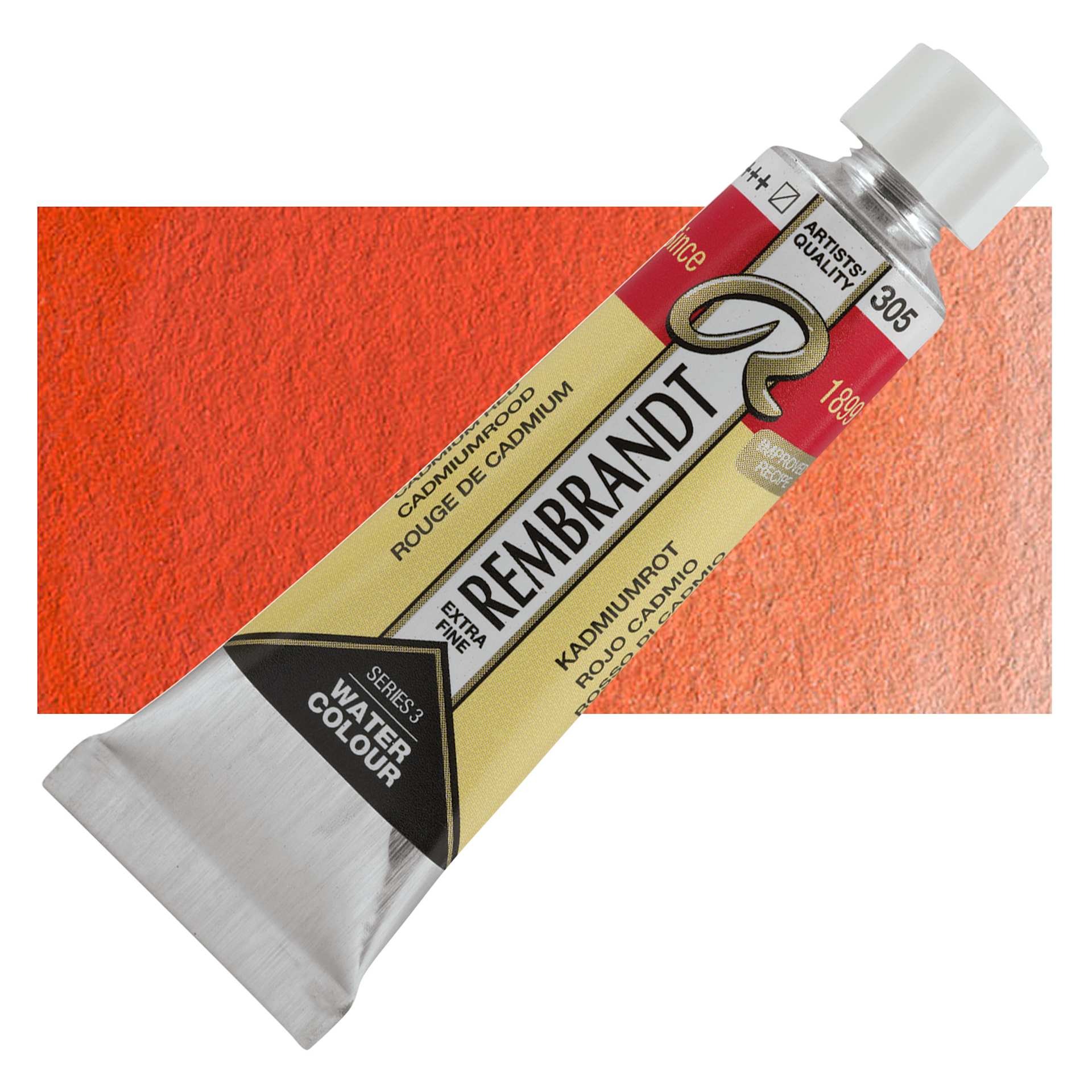 Rembrandt Artist Watercolor - Cadmium Red, 10 ml tube and swatch