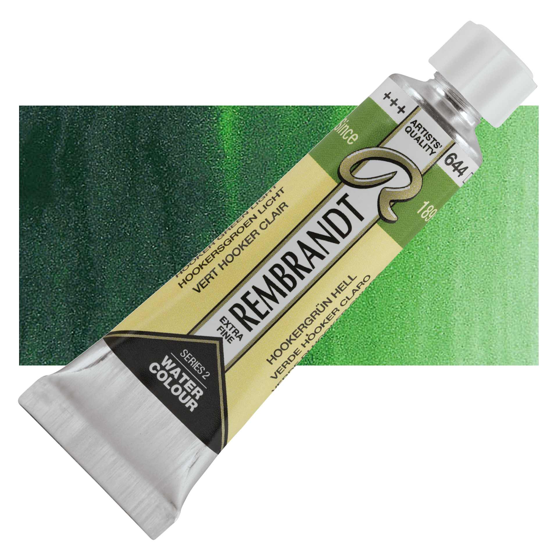 Rembrandt Artist Watercolor - Hookers Green Light, 10 ml tube and swatch