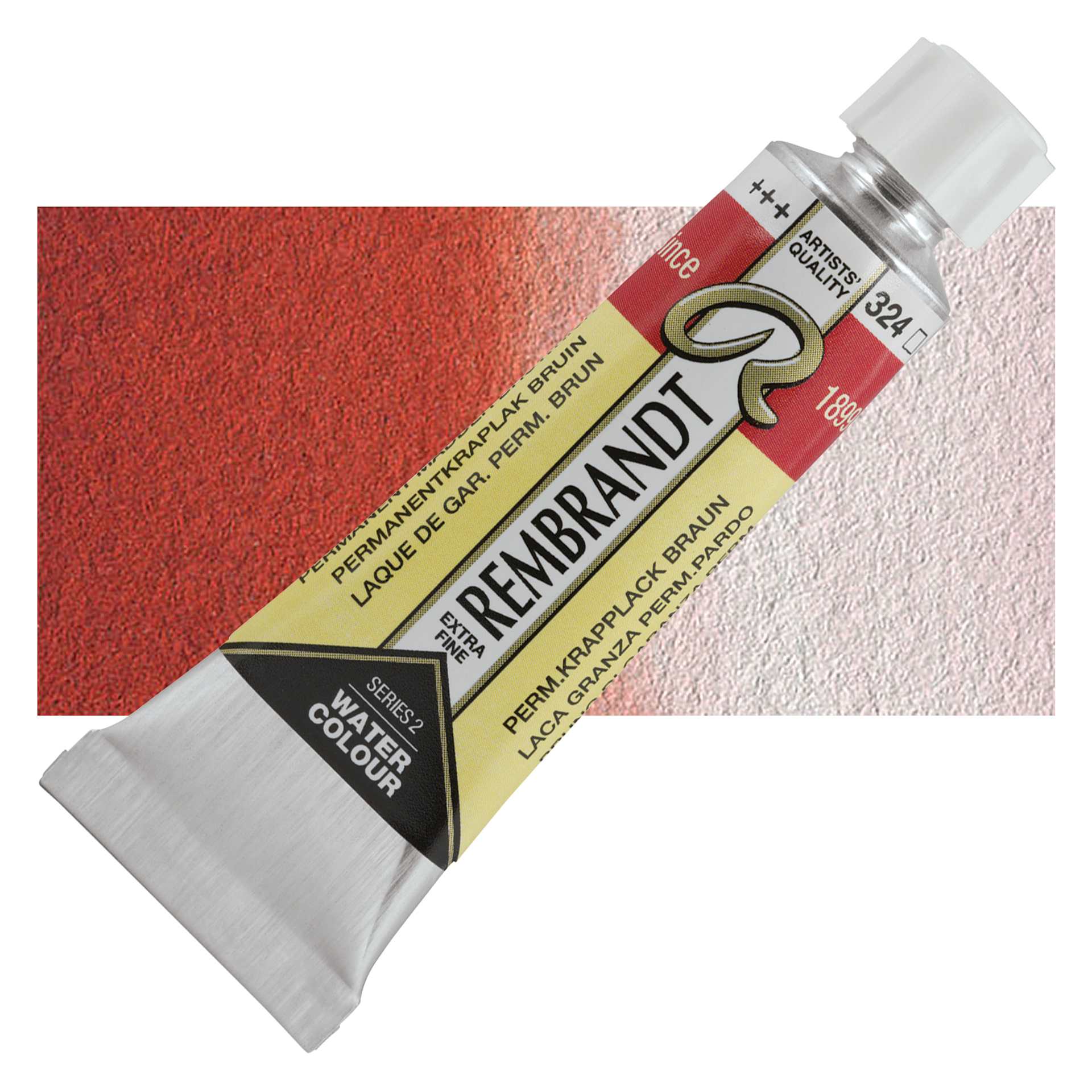 Rembrandt Artist Watercolor - Permanent Madder Lake Brown, 10 ml tube and swatch