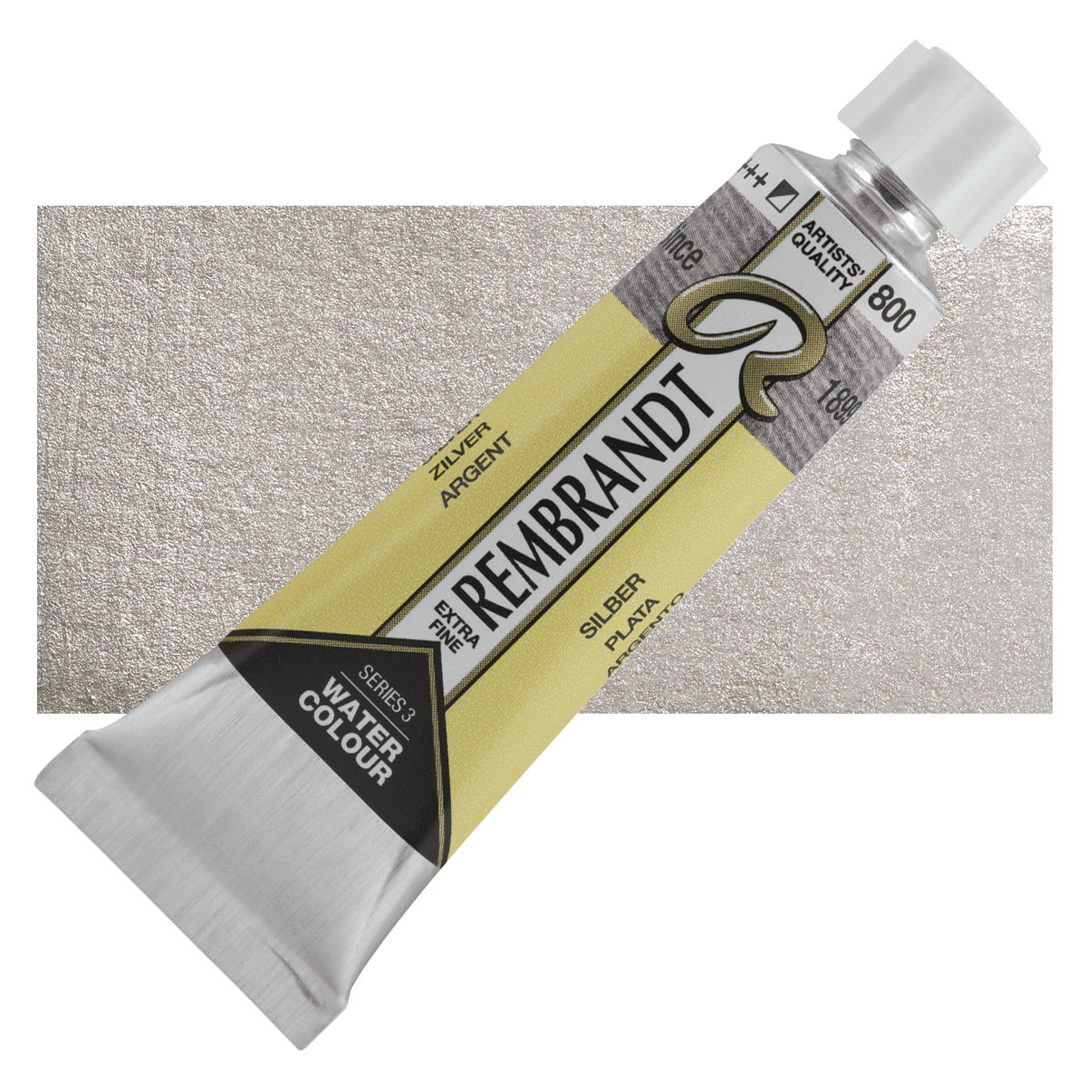 Rembrandt Artist Watercolor - Silver, 10 ml tube and swatch