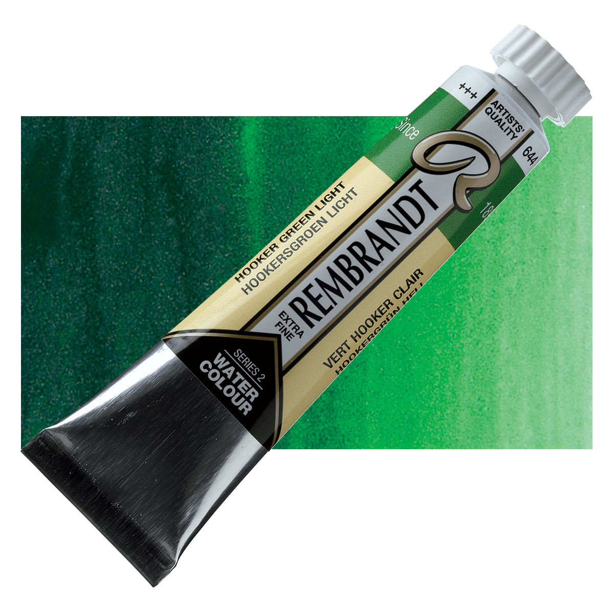 Rembrandt Artist Watercolor - Hookers Green Light, 20 ml tube and swatch