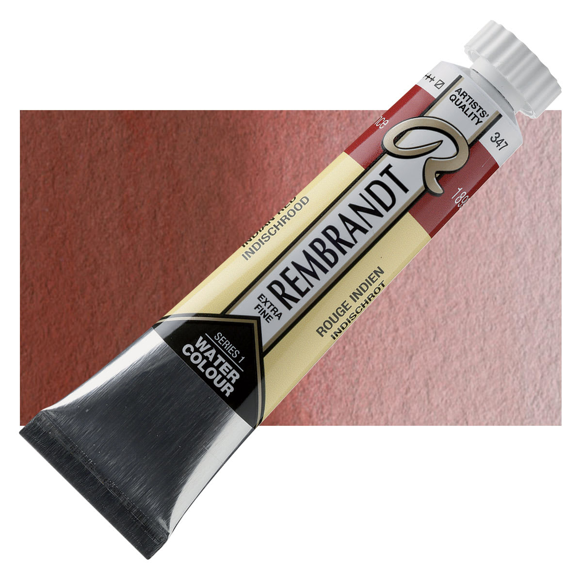 Rembrandt Artist Watercolor - Indian Red, 20 ml Tube and swatch