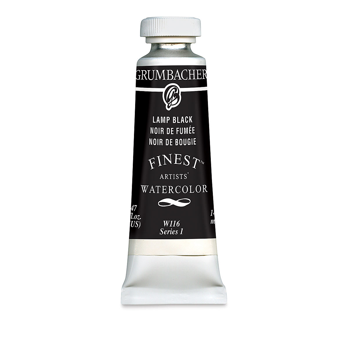 Grumbacher Finest Artists' Watercolor - Lamp Black, 14 ml tube