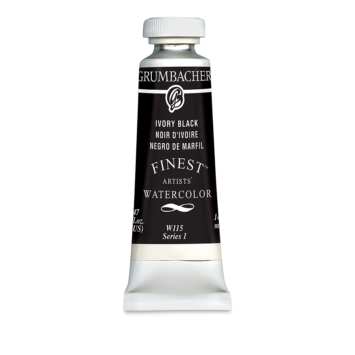 Grumbacher Finest Artists' Watercolor - Ivory Black, 14 ml tube