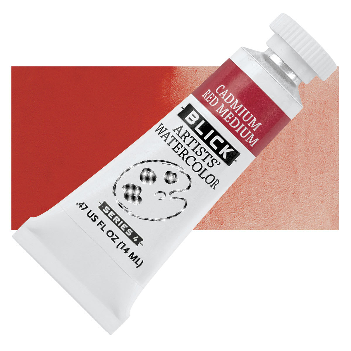 Blick Artists' Watercolor - Cadmium Red Medium, 14 ml tube and swatch