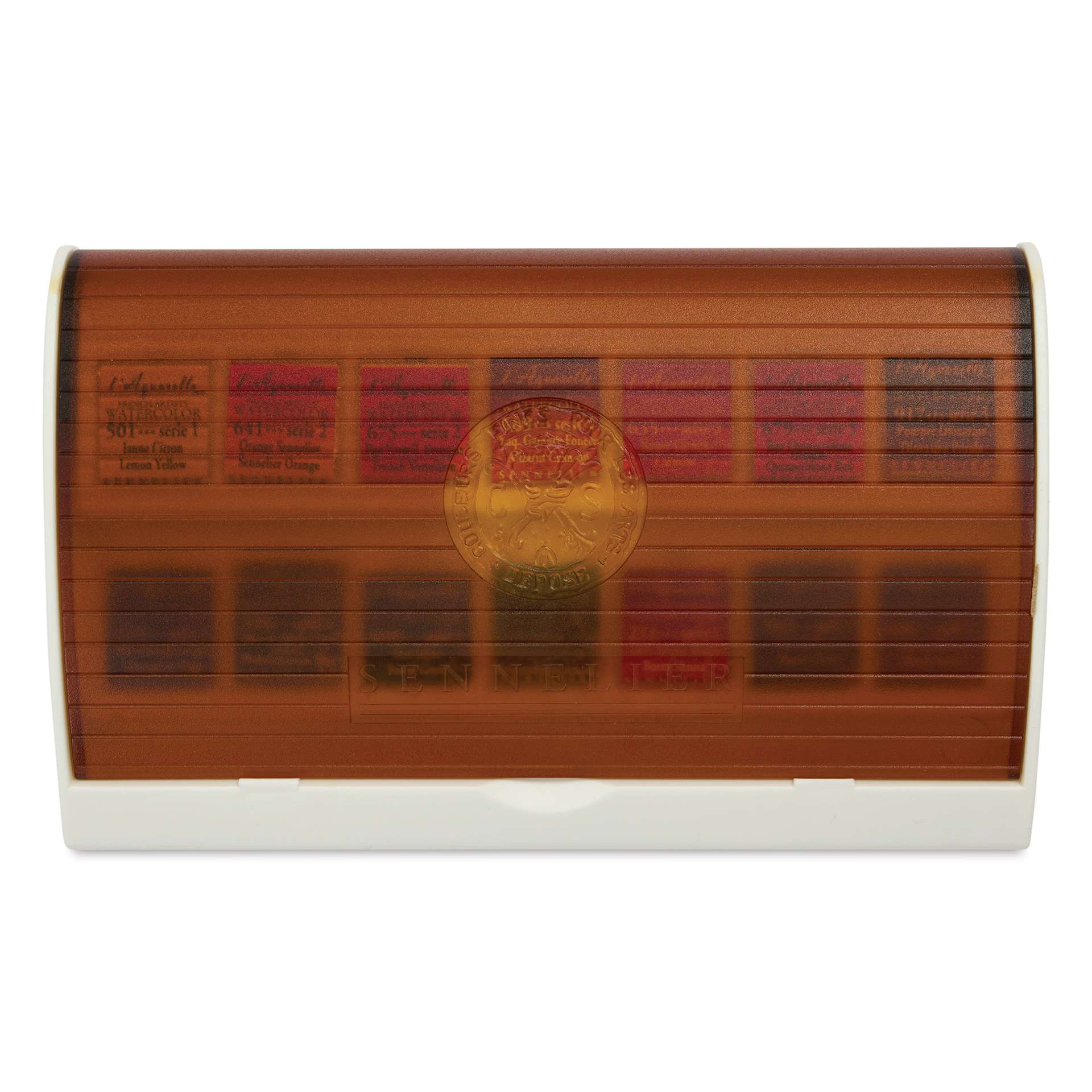 Sennelier French Artists' Watercolor Set - Travel, Set of 14 with Precision Brush top of case