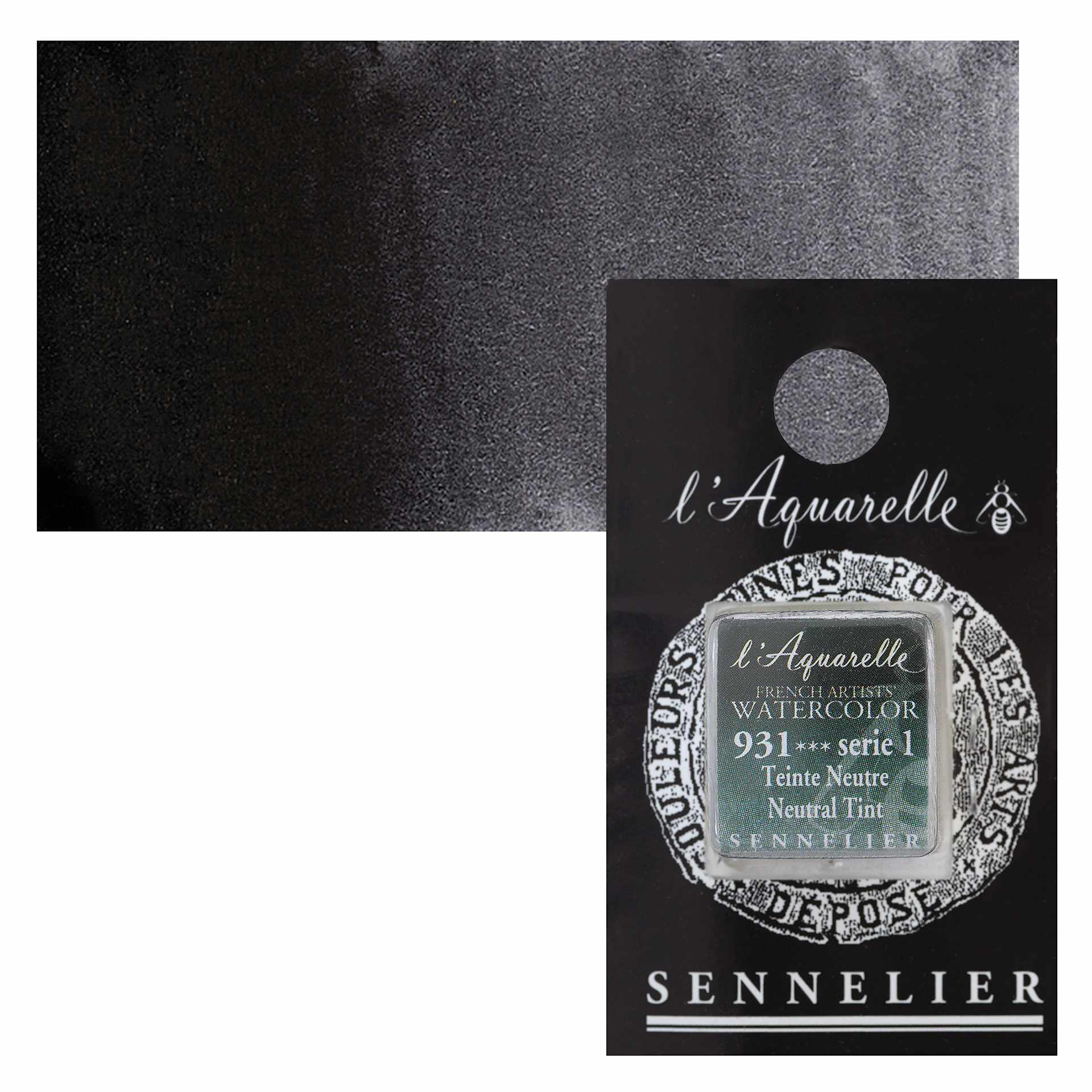 Sennelier French Artists' Watercolor - Neutral Tint, Half Pan and swatch