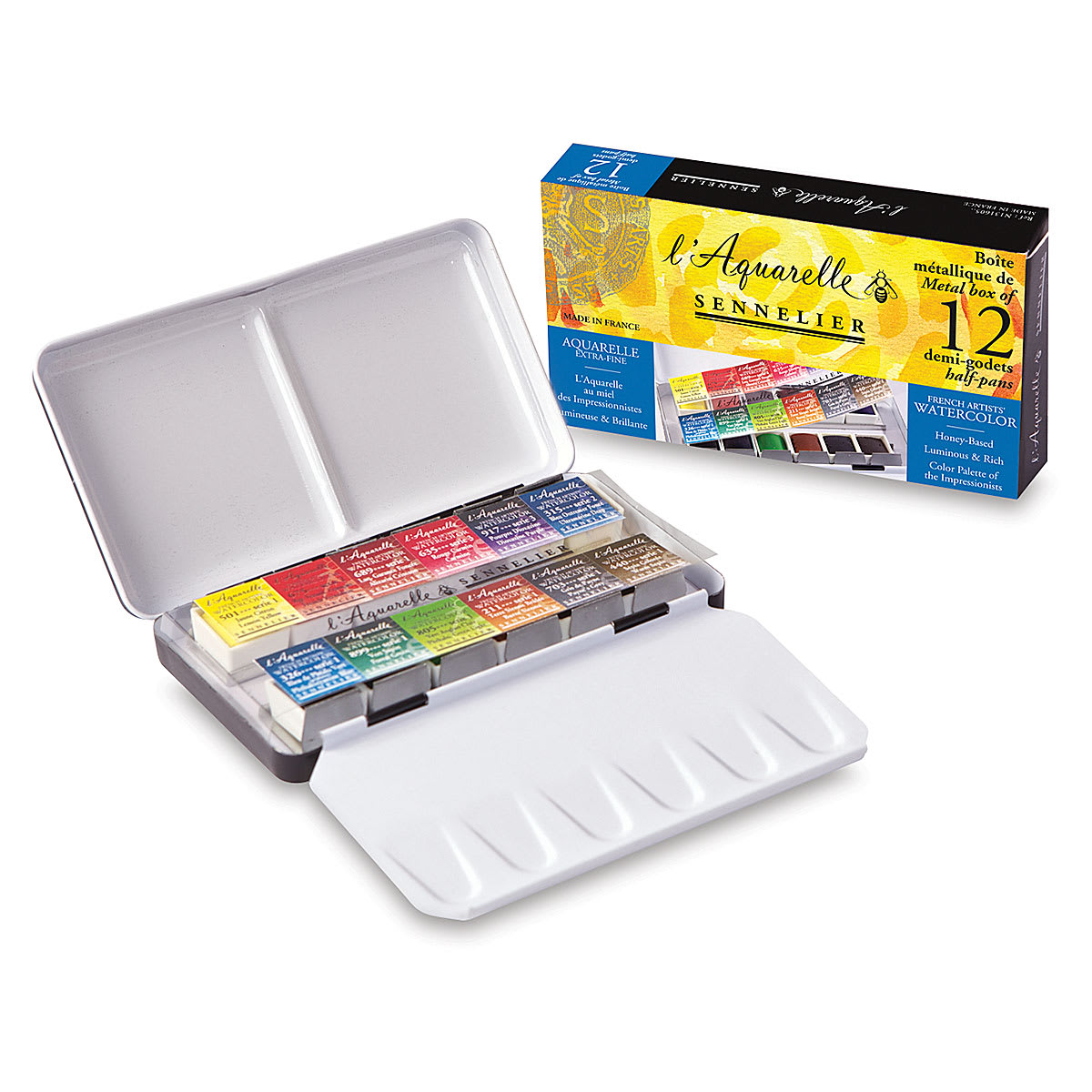 Sennelier French Artists' Watercolor Set - Metal Pocket Case Set of 12 colors and package Sennelier French Artists' Watercolor Set - Metal Pocket Case Set of 12 colors and package