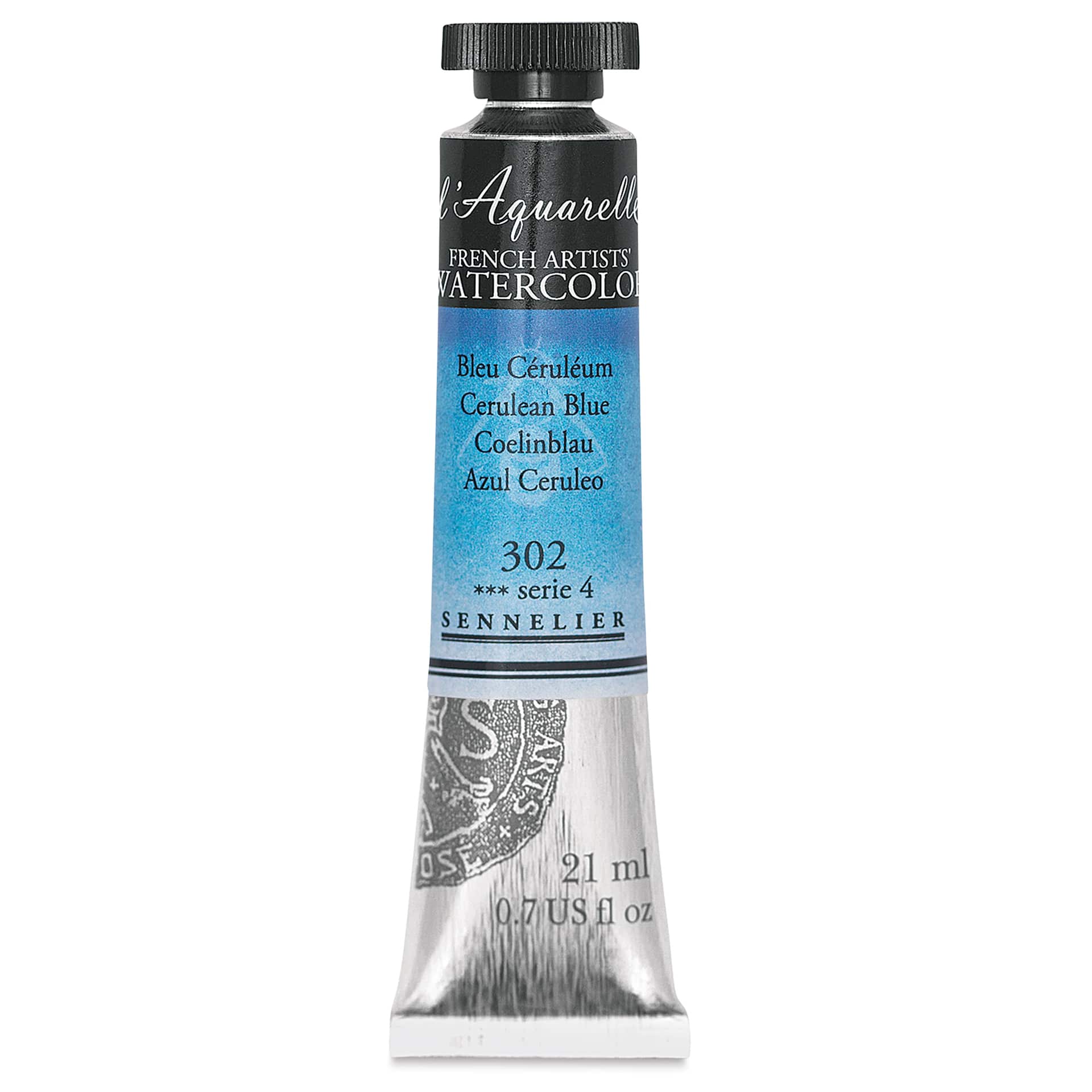 Sennelier French Artists' Watercolor - Cerulean Blue, 21 ml, Swatch
