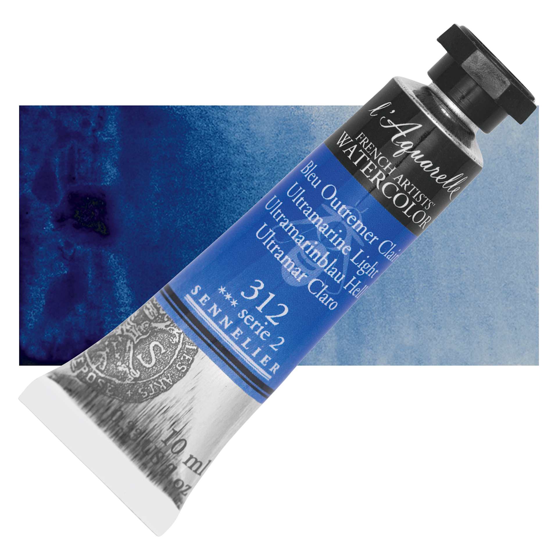 Sennelier French Artists' Watercolor - Ultramarine Light, 10 ml Tube and swatch