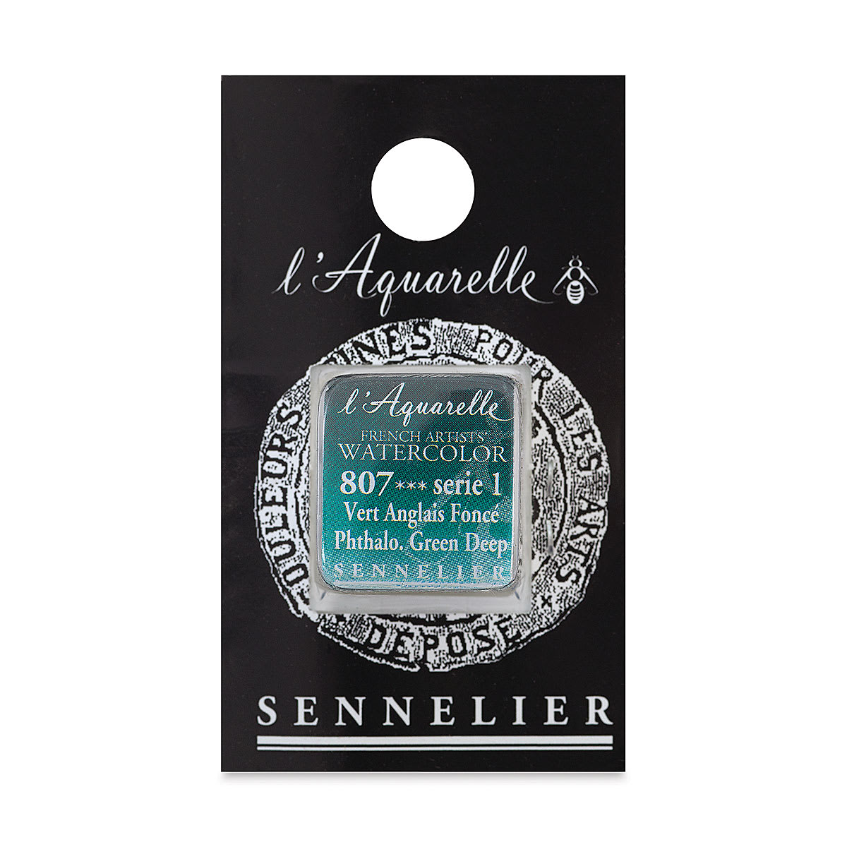 Sennelier French Artists' Watercolor - Phthalo Green Deep, half pan
