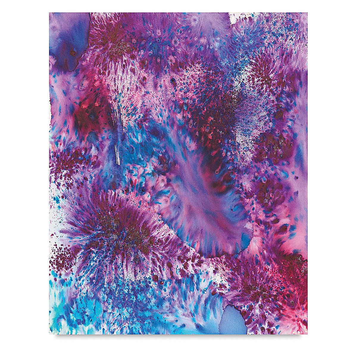 Brusho Crystal Colours Artwork using crystals in blues, purples, and  reds. 