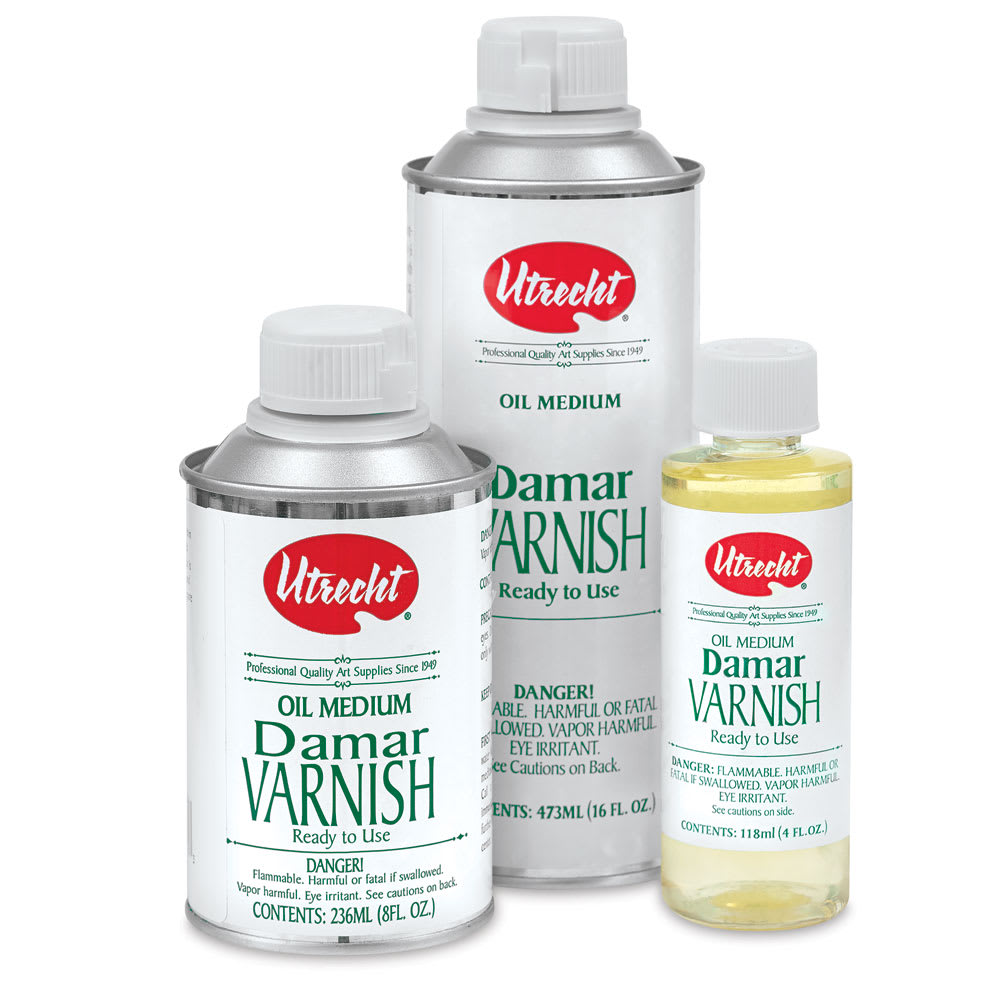 Utrecht Damar Varnish - Front view of assorted sizes available Utrecht Damar Varnish - Front view of assorted sizes available