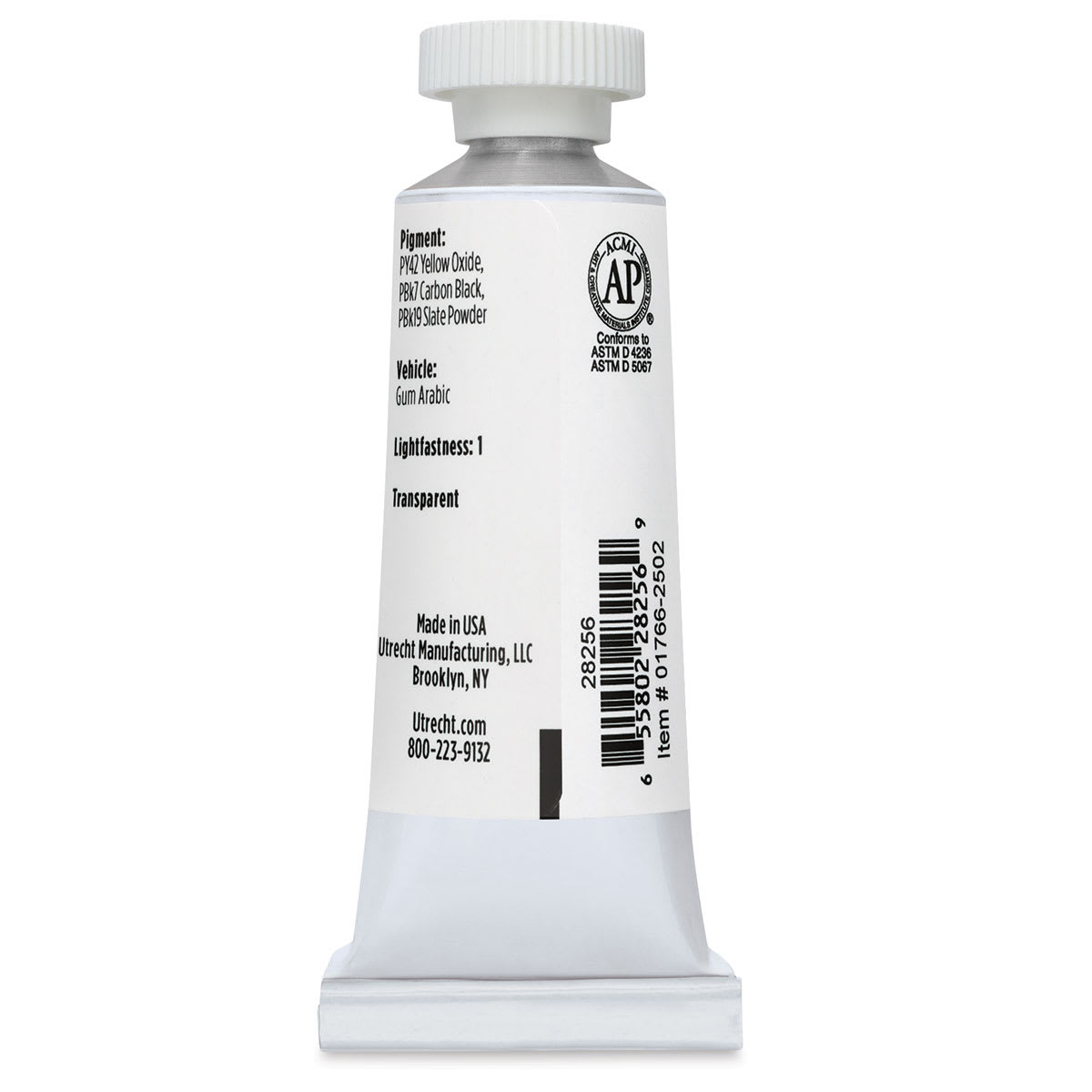 Utrecht Artists' Watercolor Paint - Davey's Gray, 14 ml, Tube (Back)