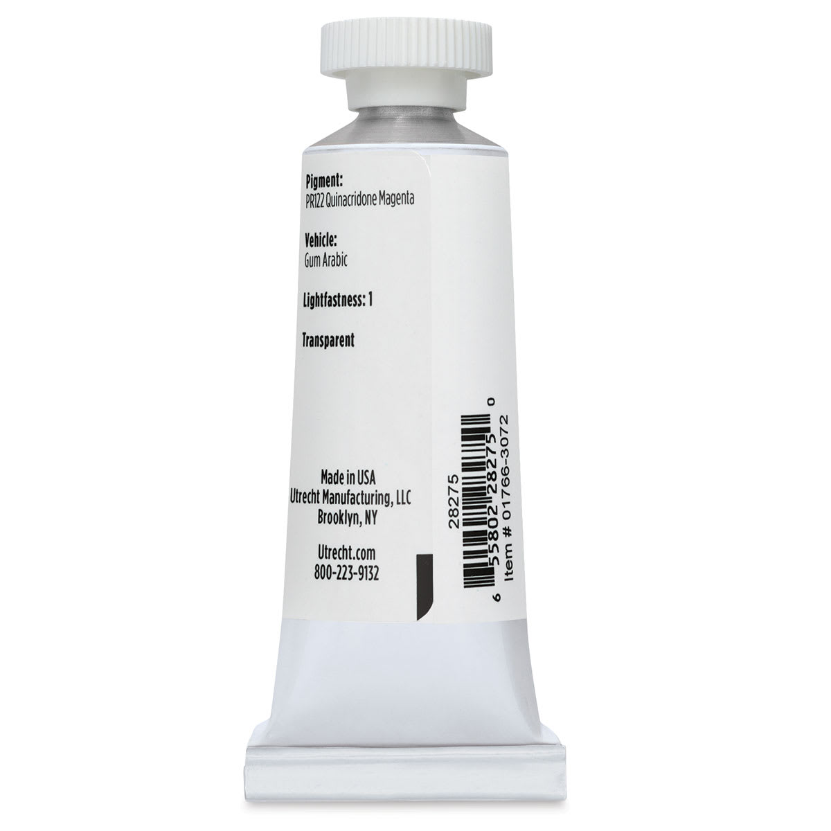 Utrecht Artists' Watercolor Paint - Intense Pink, 14 ml, Tube (Back)