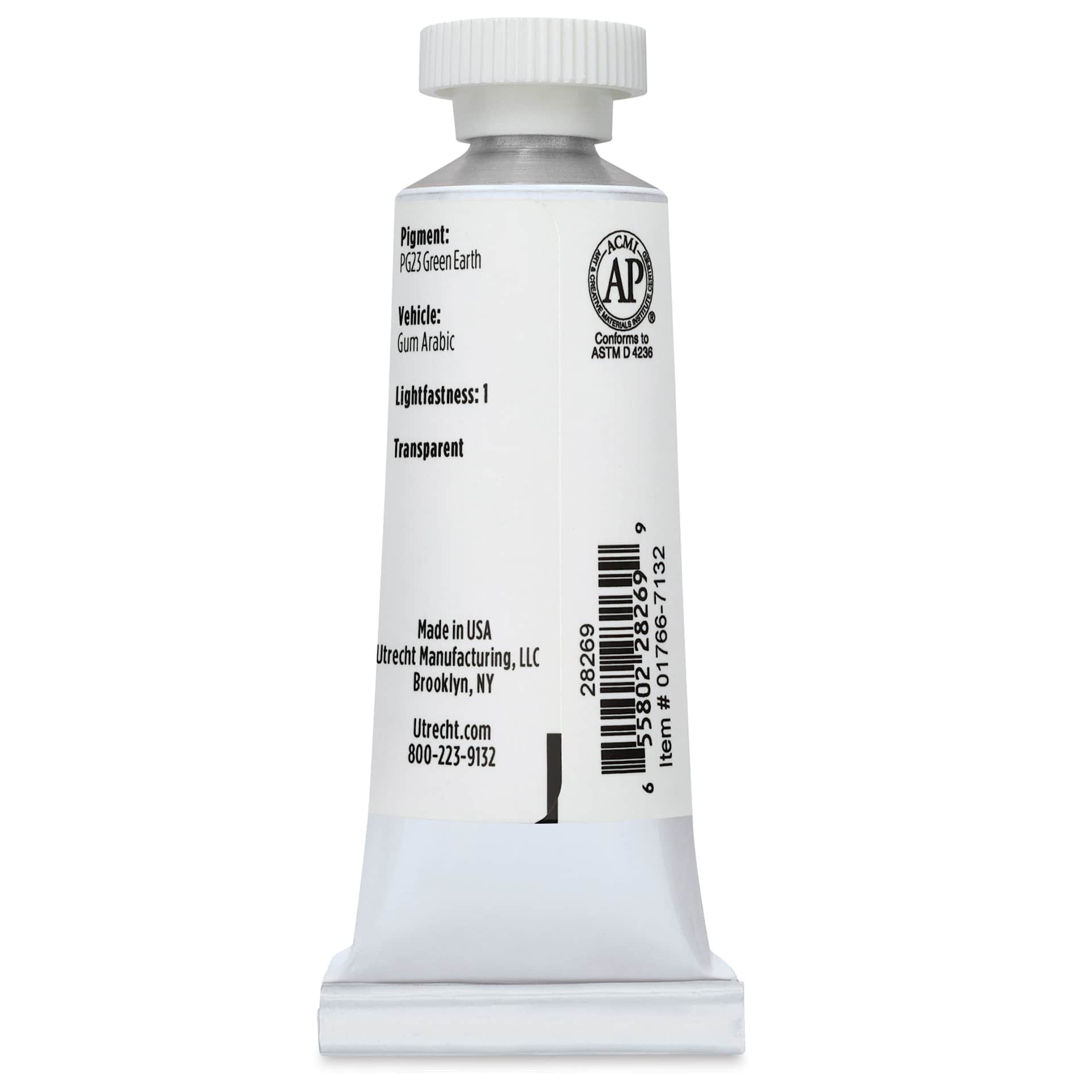 Utrecht Artists' Watercolor Paint - Terre Verte, 14 ml, Tube (Back)