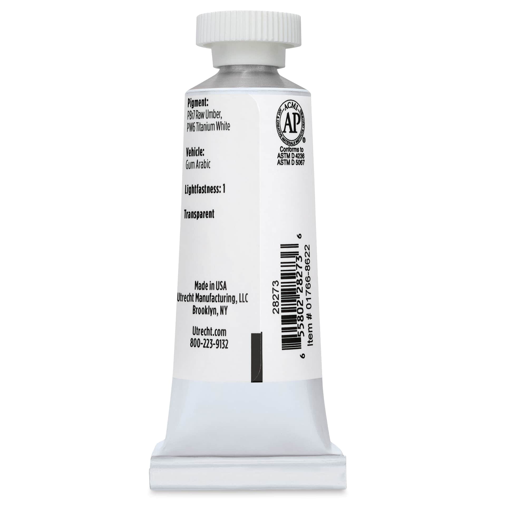 Utrecht Artists' Watercolor Paint - Buff White, 14 ml, Tube (Back)