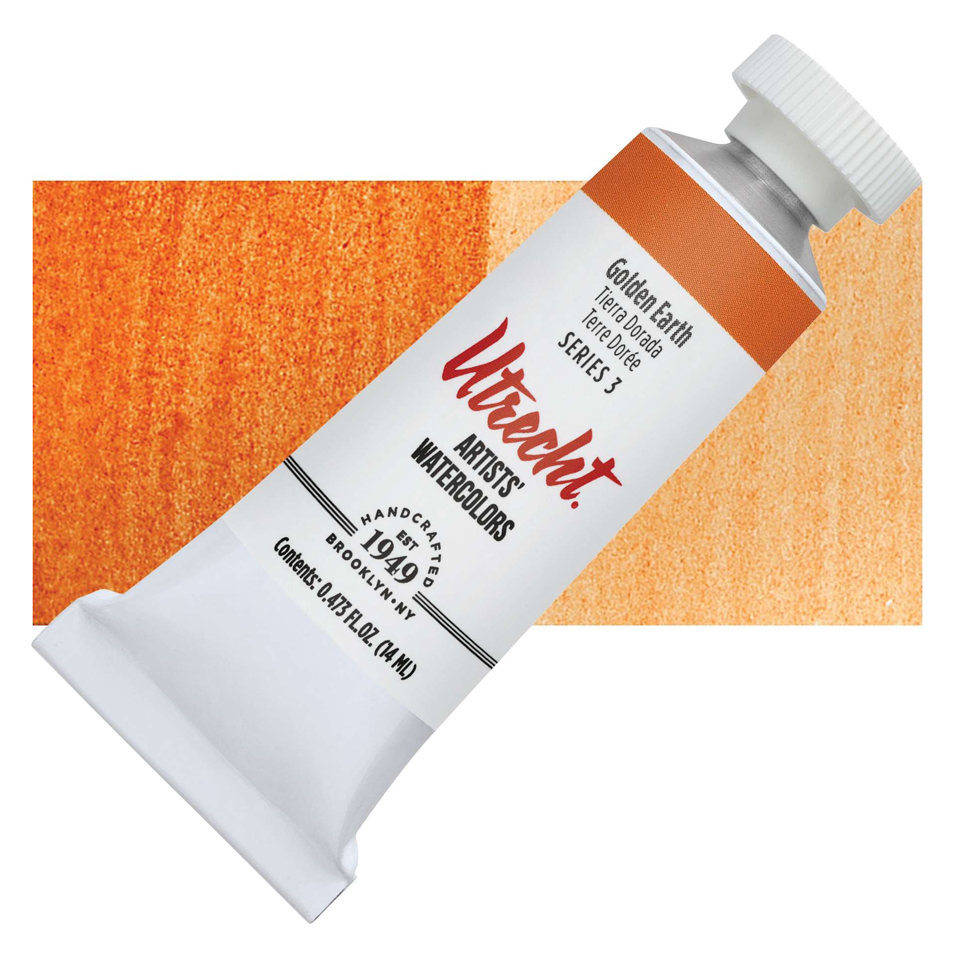 Utrecht Artists' Watercolor Paint - Golden Earth, 14 ml, Tube and swatch