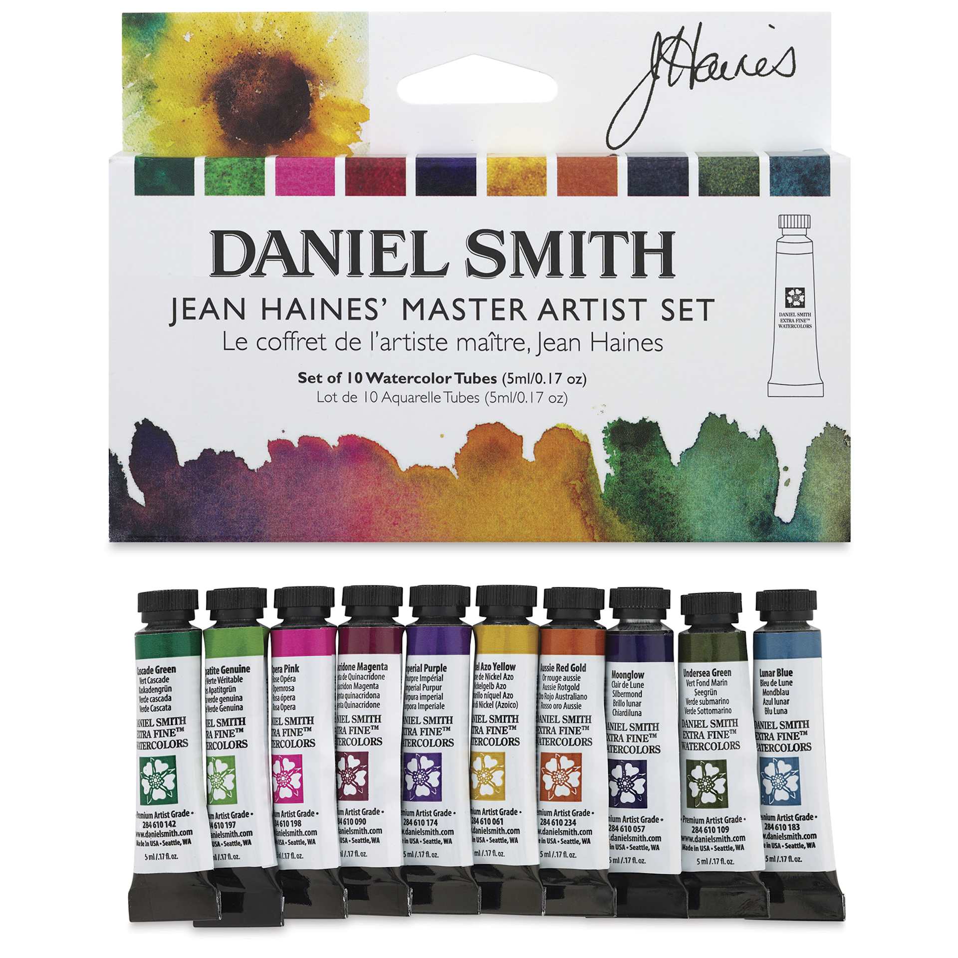 Daniel Smith Extra Fine Watercolor - Set of 10, Jean Haines Master Set, 5 ml Tubes, contents with packaging