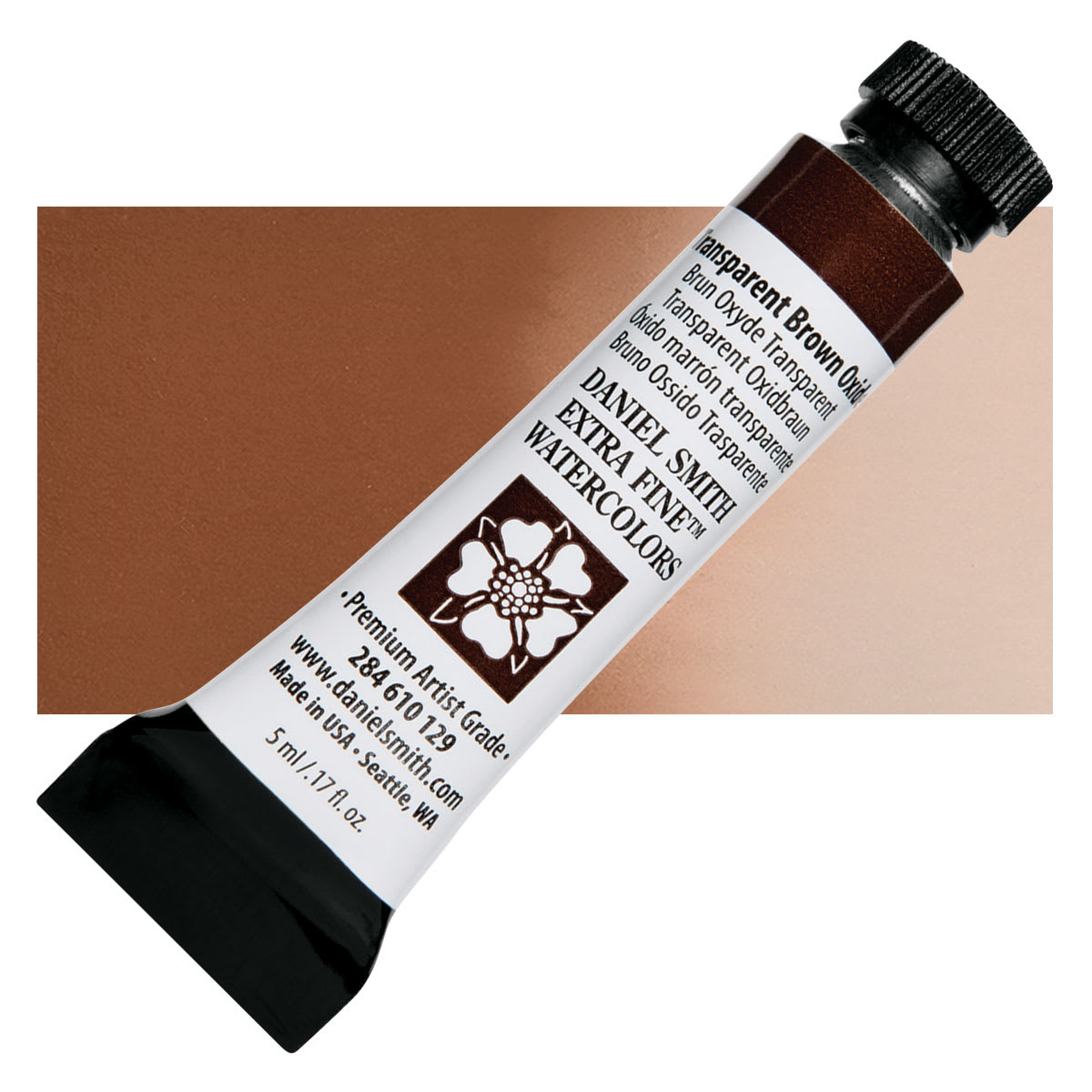 Daniel Smith Extra Fine Watercolor - Transparent Brown Oxide, 5 ml, Tube and swatch