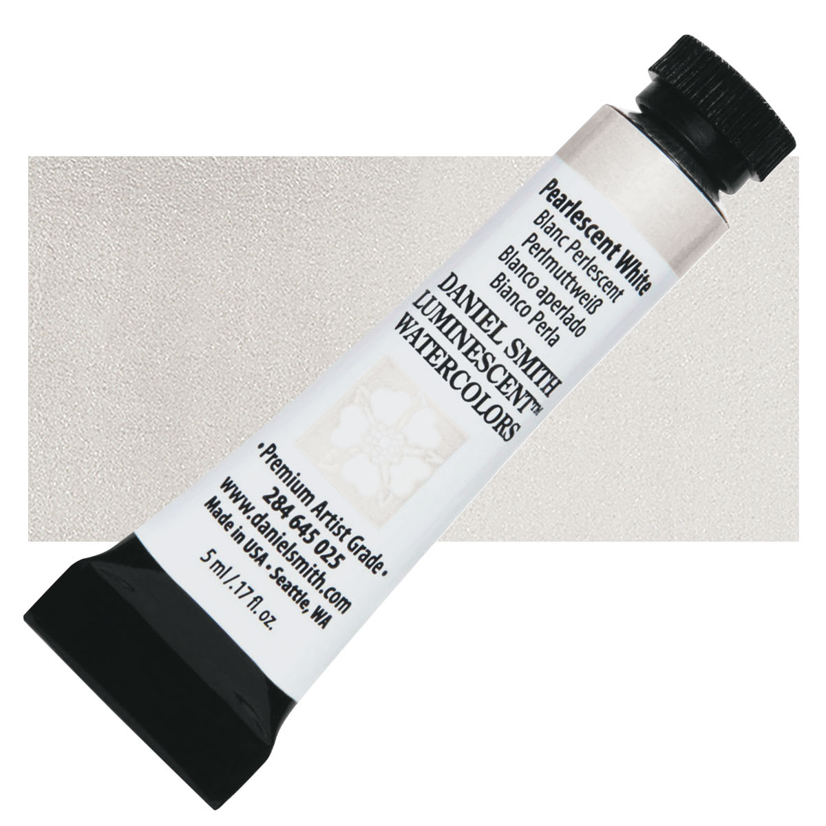 Daniel Smith Luminescent Watercolor - Pearlescent White, 5 ml, Tube and swatch