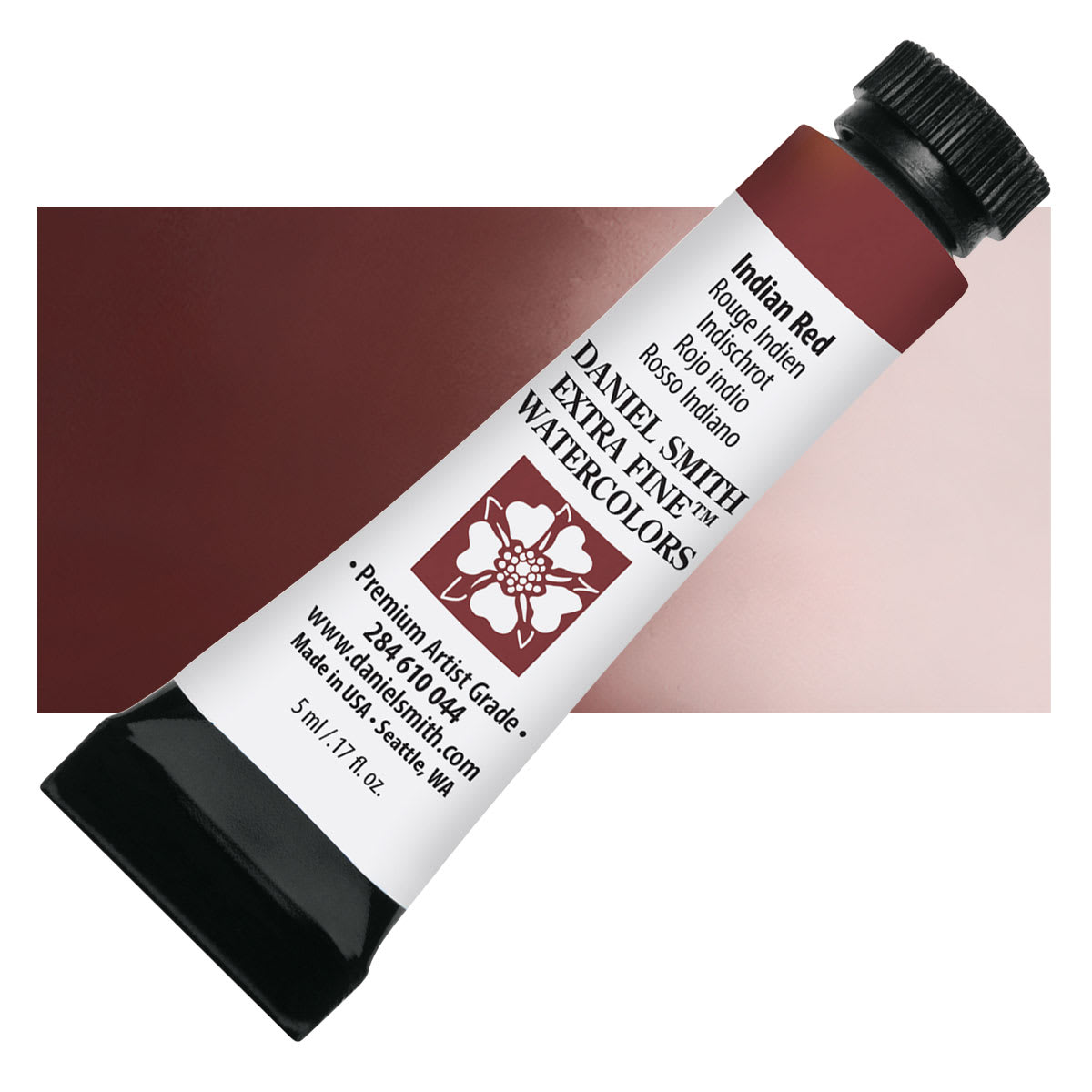 Daniel Smith Extra Fine Watercolor - Indian Red, 5 ml, Tube and swatch