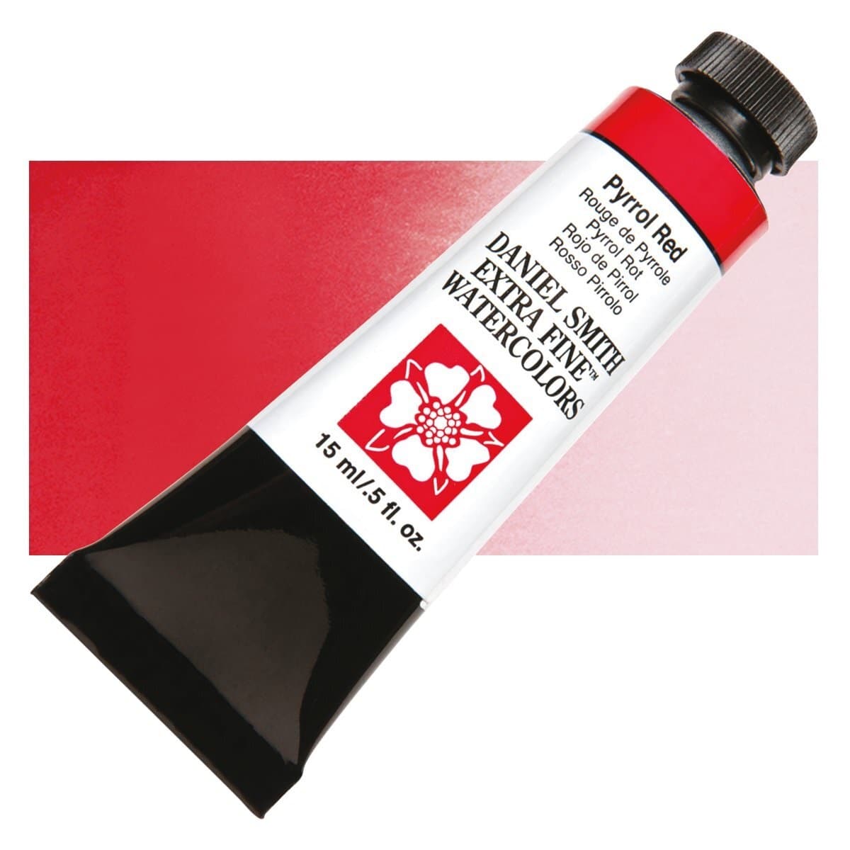 Daniel Smith Extra Fine Watercolor - Pyrrol Red, 15 ml Tube and swatch