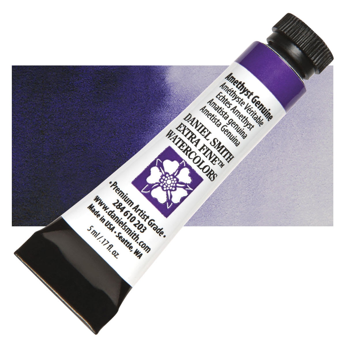 Daniel Smith Extra Fine Watercolor - PrimaTek, Amethyst Genuine, 5 ml Tube and swatch