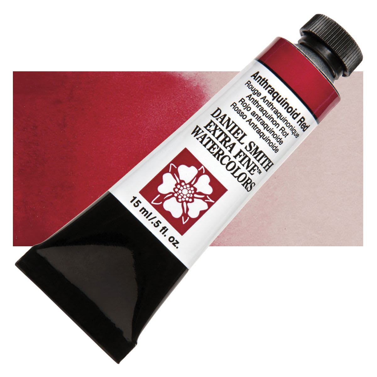 Daniel Smith Extra Fine Watercolor - Anthrquinoid Red, 15 ml Tube and swatch