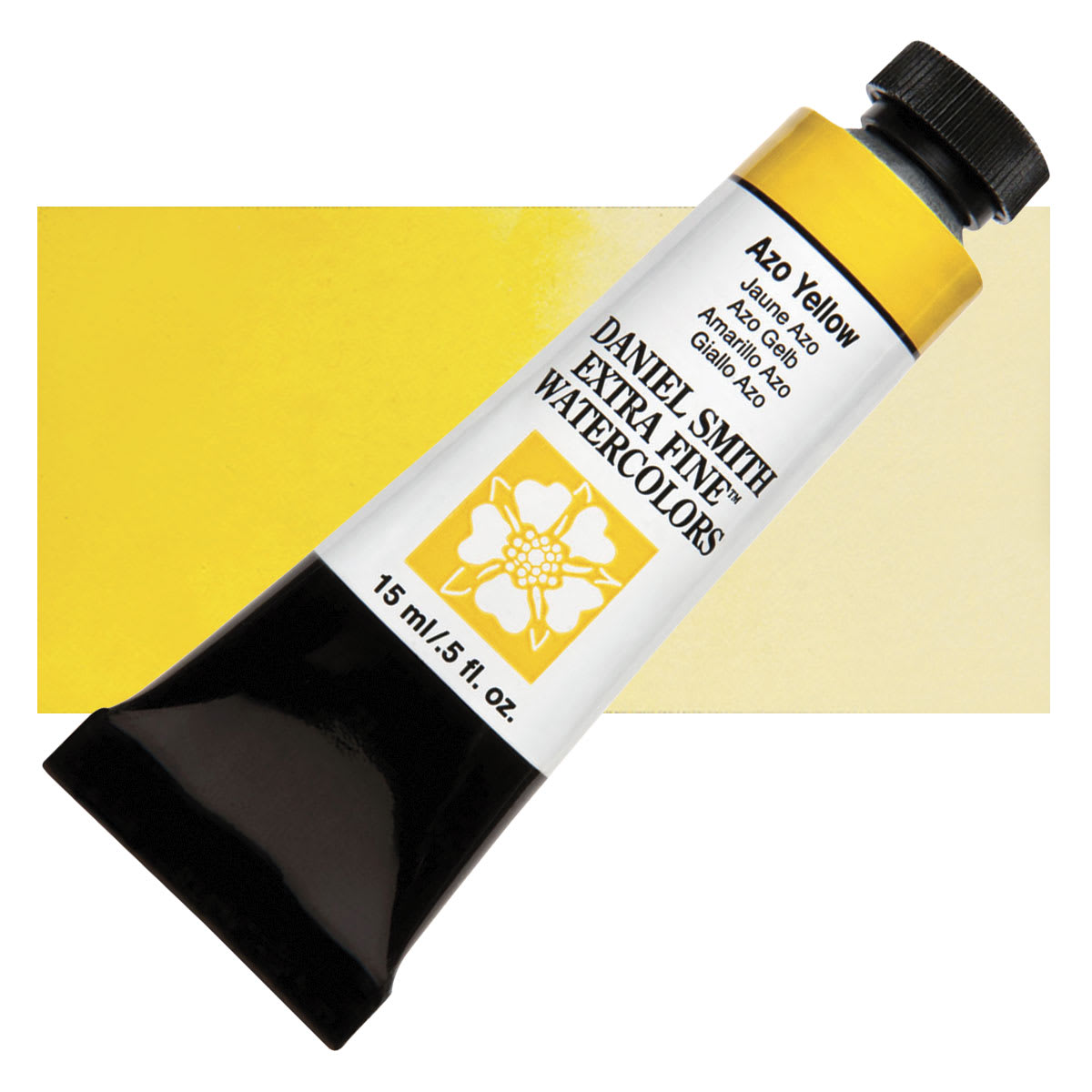 Daniel Smith Extra Fine Watercolor - Azo Yellow, 15 ml Tube and swatch