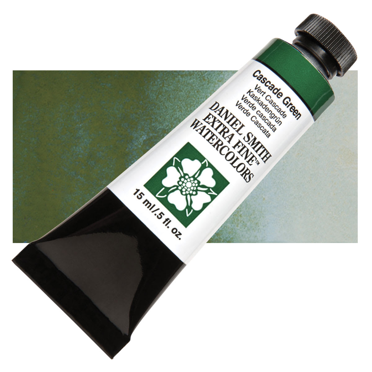 Daniel Smith Extra Fine Watercolor - Cascade Green, 15 ml Tube and swatch