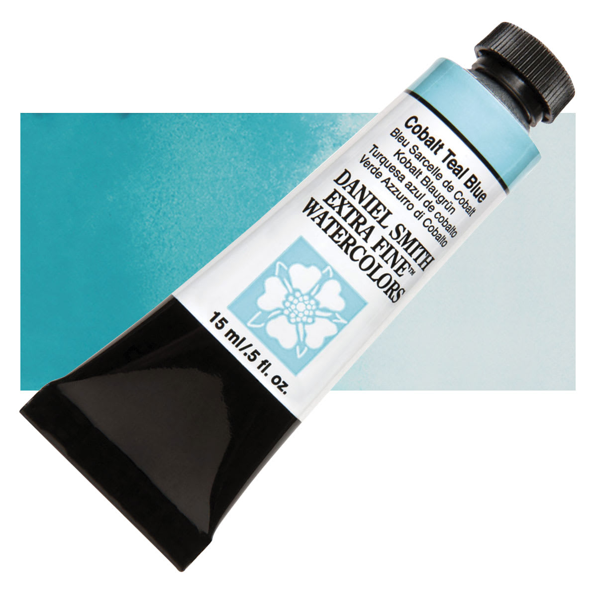 Daniel Smith Extra Fine Watercolor - Cobalt Teal Blue, 15 ml Tube and swatch