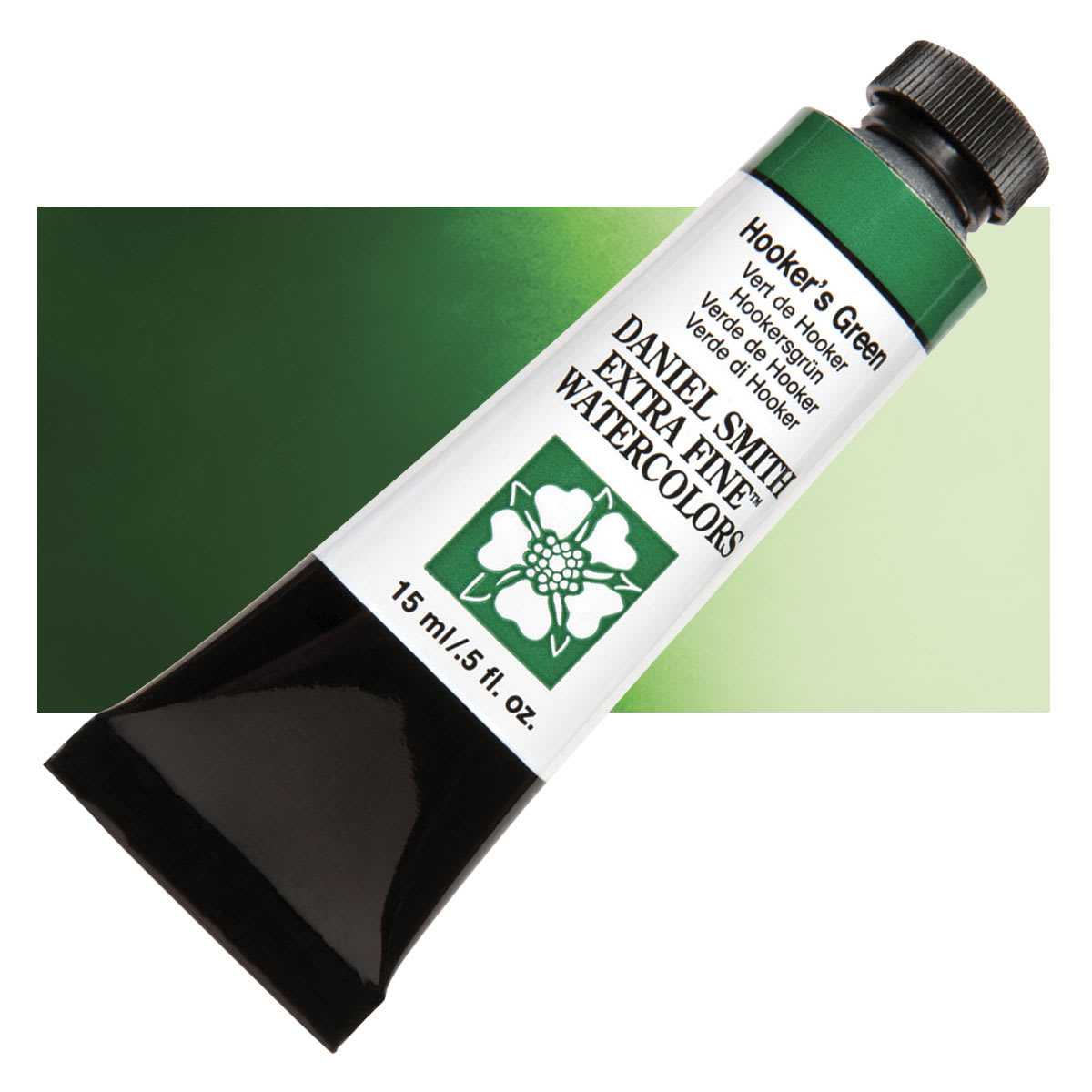 Daniel Smith Extra Fine Watercolor - Hooker's Green, 15 ml Tube and swatch