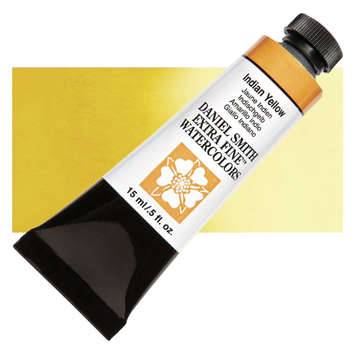 Daniel Smith Extra Fine Watercolor - Indian Yellow, 15 ml Tube and swatch