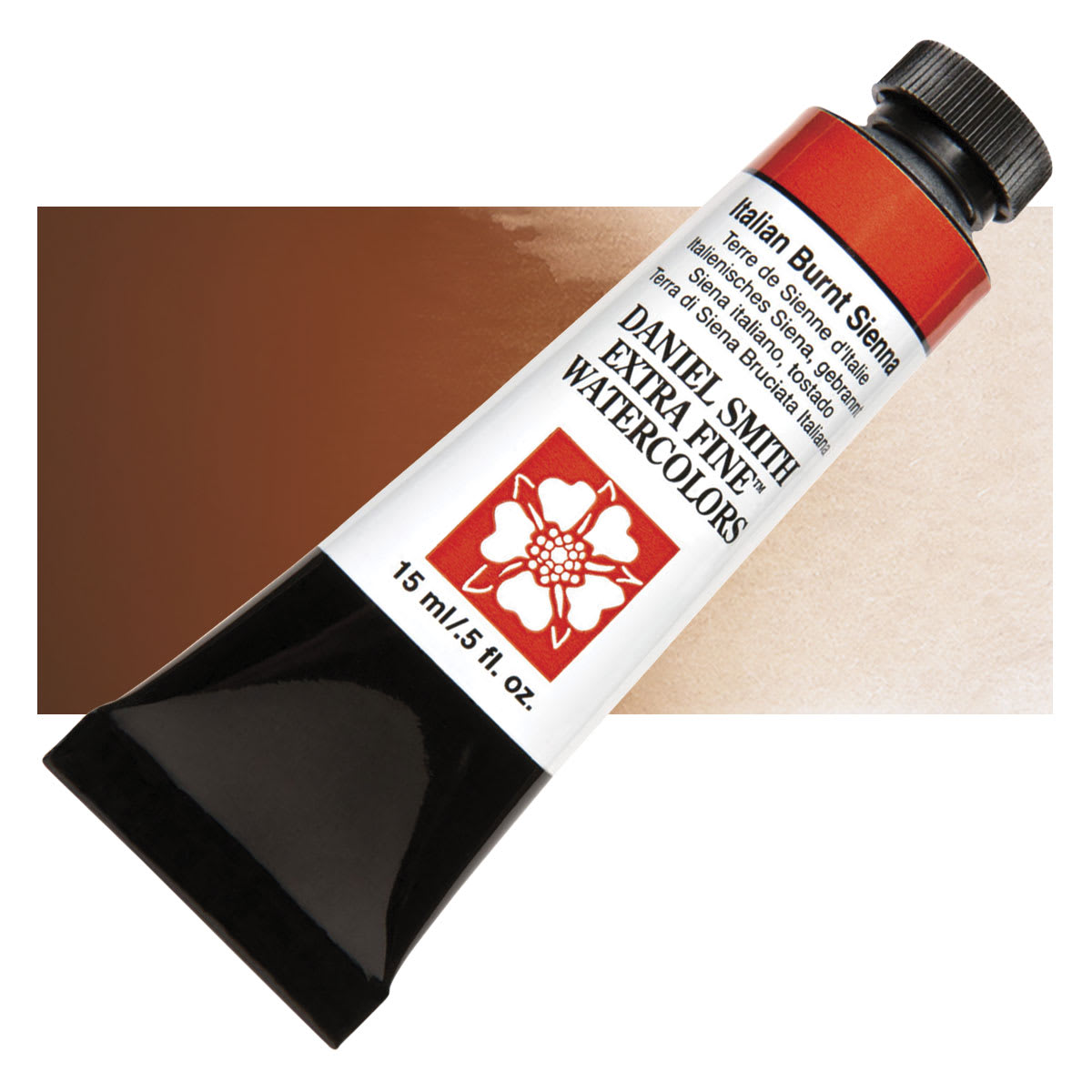 Daniel Smith Extra Fine Watercolor - Italian Burnt Sienna, 15 ml Tube and swatch