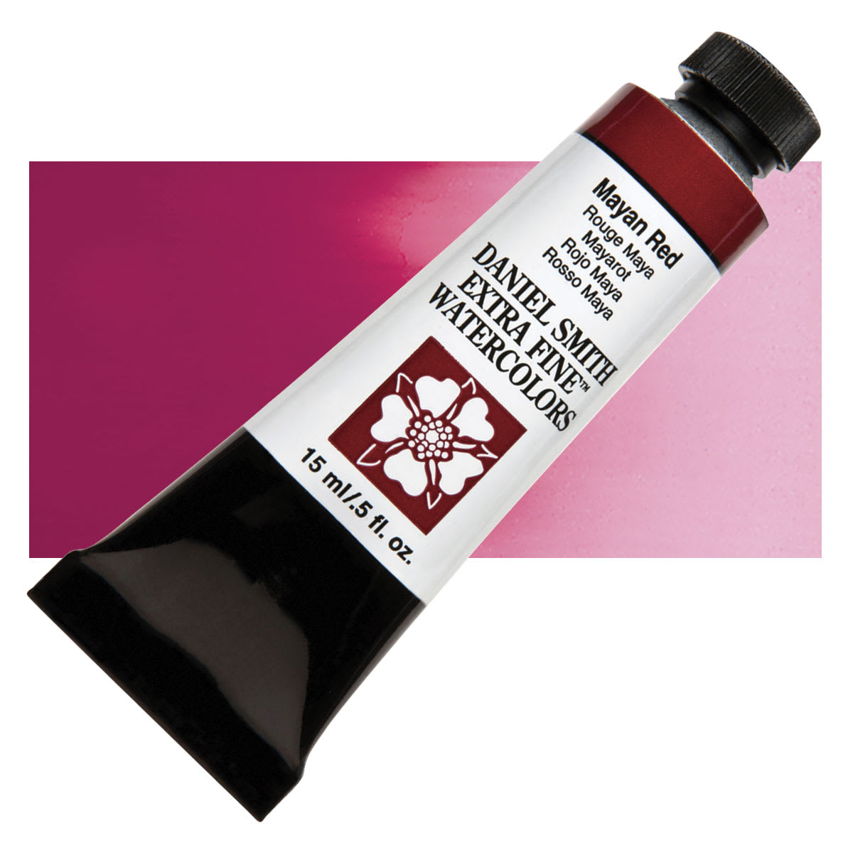 Daniel Smith Extra Fine Watercolor - Mayan Red, 15 ml Tube and swatch