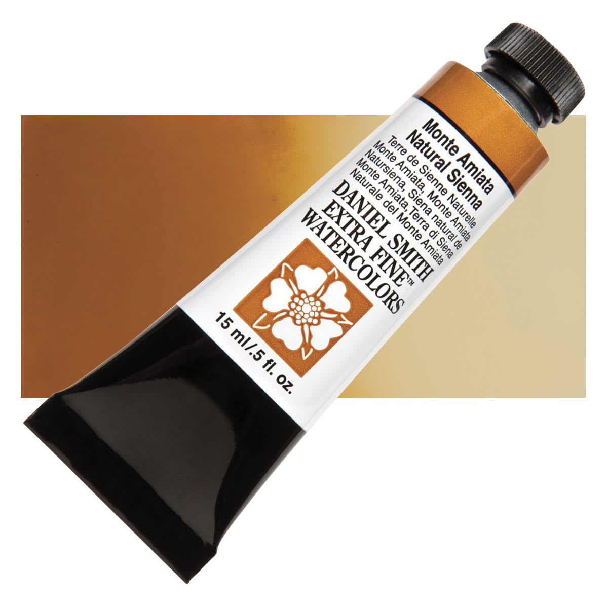 Daniel Smith Extra Fine Watercolor - Monte Amiata Natural Sienna, 15 ml, Tube and swatch