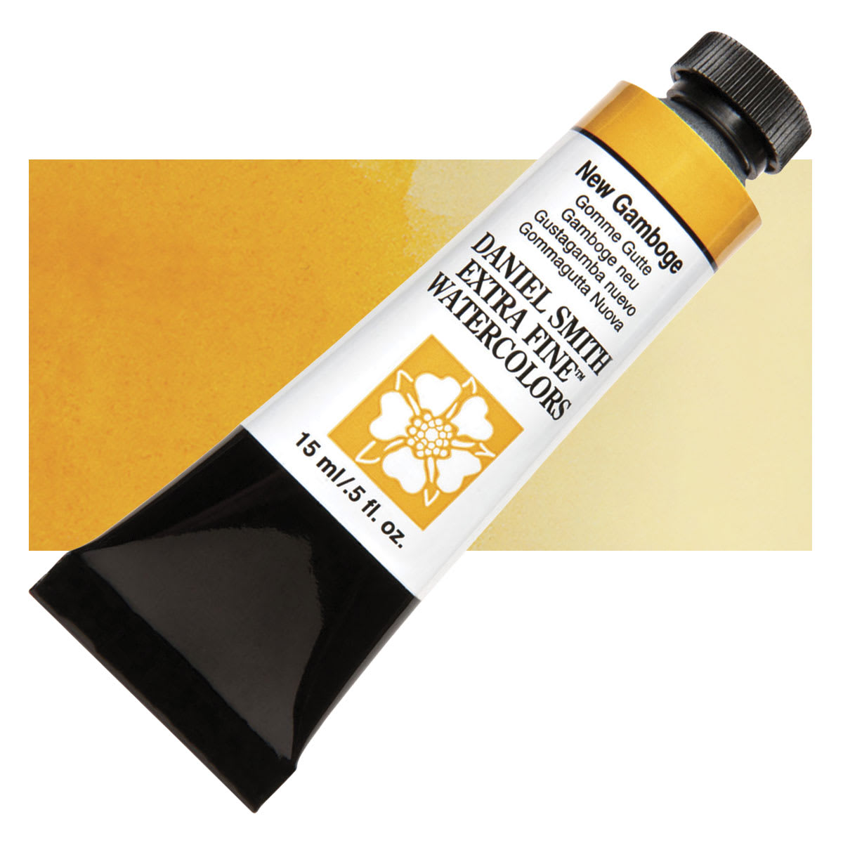 Daniel Smith Extra Fine Watercolor - New Gamboge, 15 ml Tube and swatch