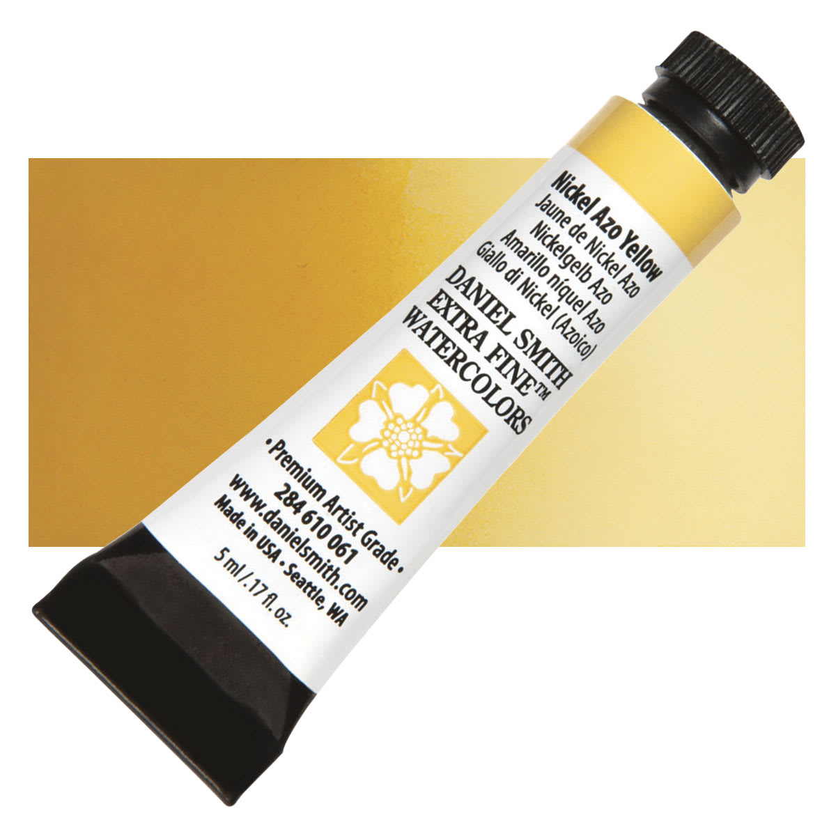 Daniel Smith Extra Fine Watercolor - Nickel Azo Yellow, 5 ml Tube and swatch