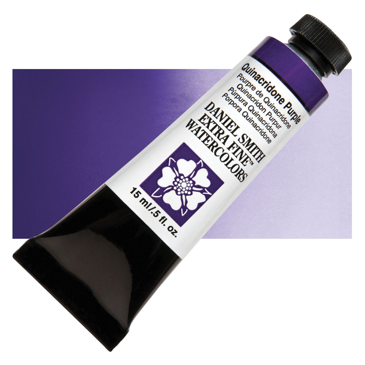 Daniel Smith Extra Fine Watercolor - Quinacridone Purple, 15 ml Tube and swatch