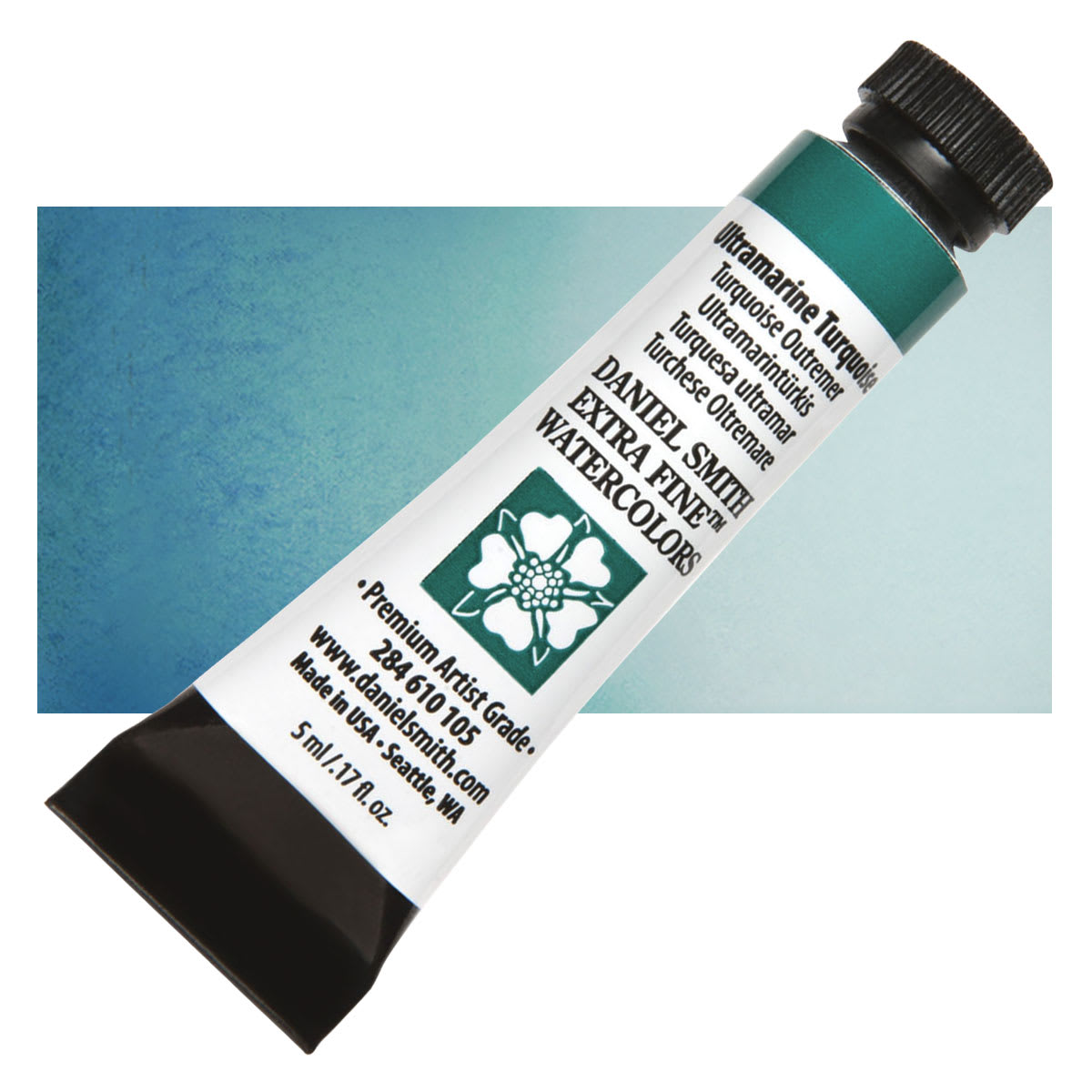 Daniel Smith Extra Fine Watercolor - Ultramarine Turquoise, 5 ml Tube and swatch