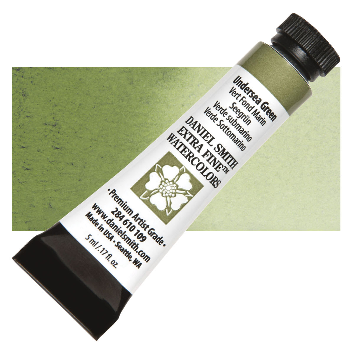 Daniel Smith Extra Fine Watercolor - Undersea Green, 5 ml Tube and swatch