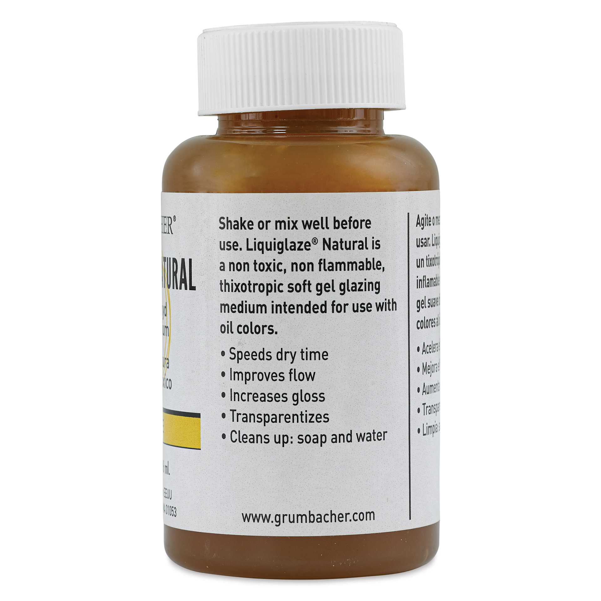Weber Liquiglaze Natural Oil Medium - 8 oz bottle (side of bottle)