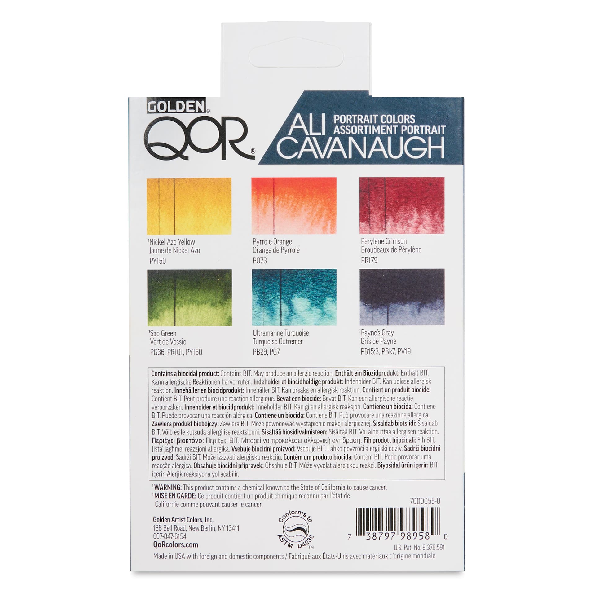 QoR Watercolor Set - Ali Cavanaugh Portrait Colors, Set of 6 back of packaging
