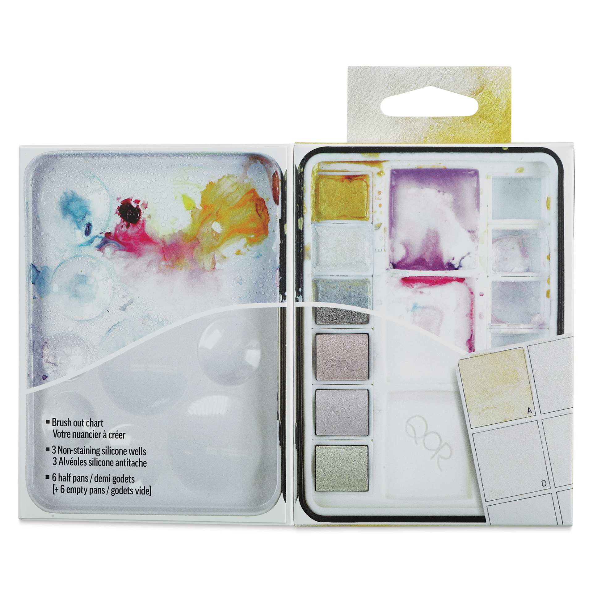 QoR Watercolor Set - Reflective, Set of 6 Half Pans (Set with open packaging)